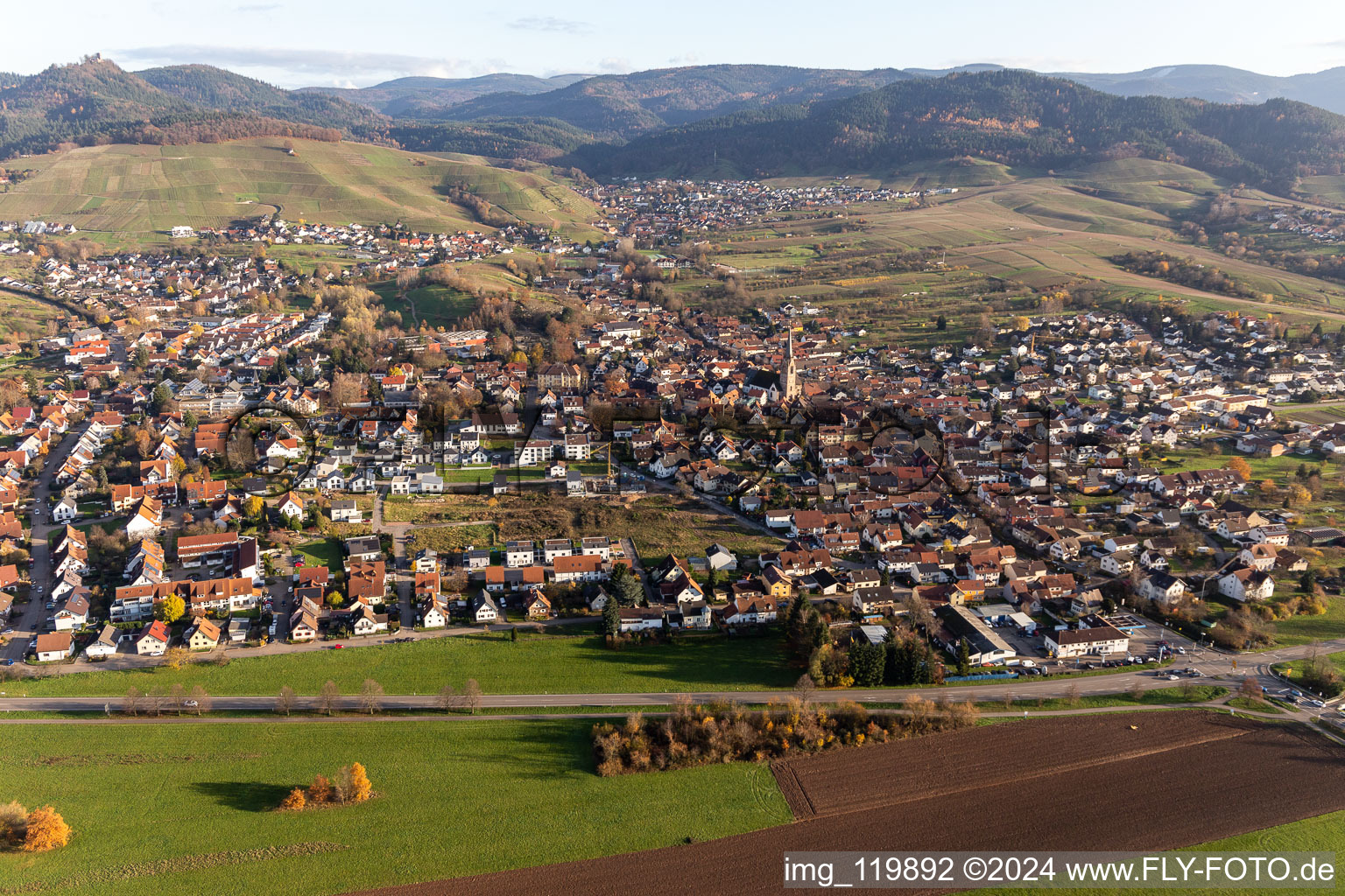 Aerial photograpy of District Steinbach in Baden-Baden in the state Baden-Wuerttemberg, Germany