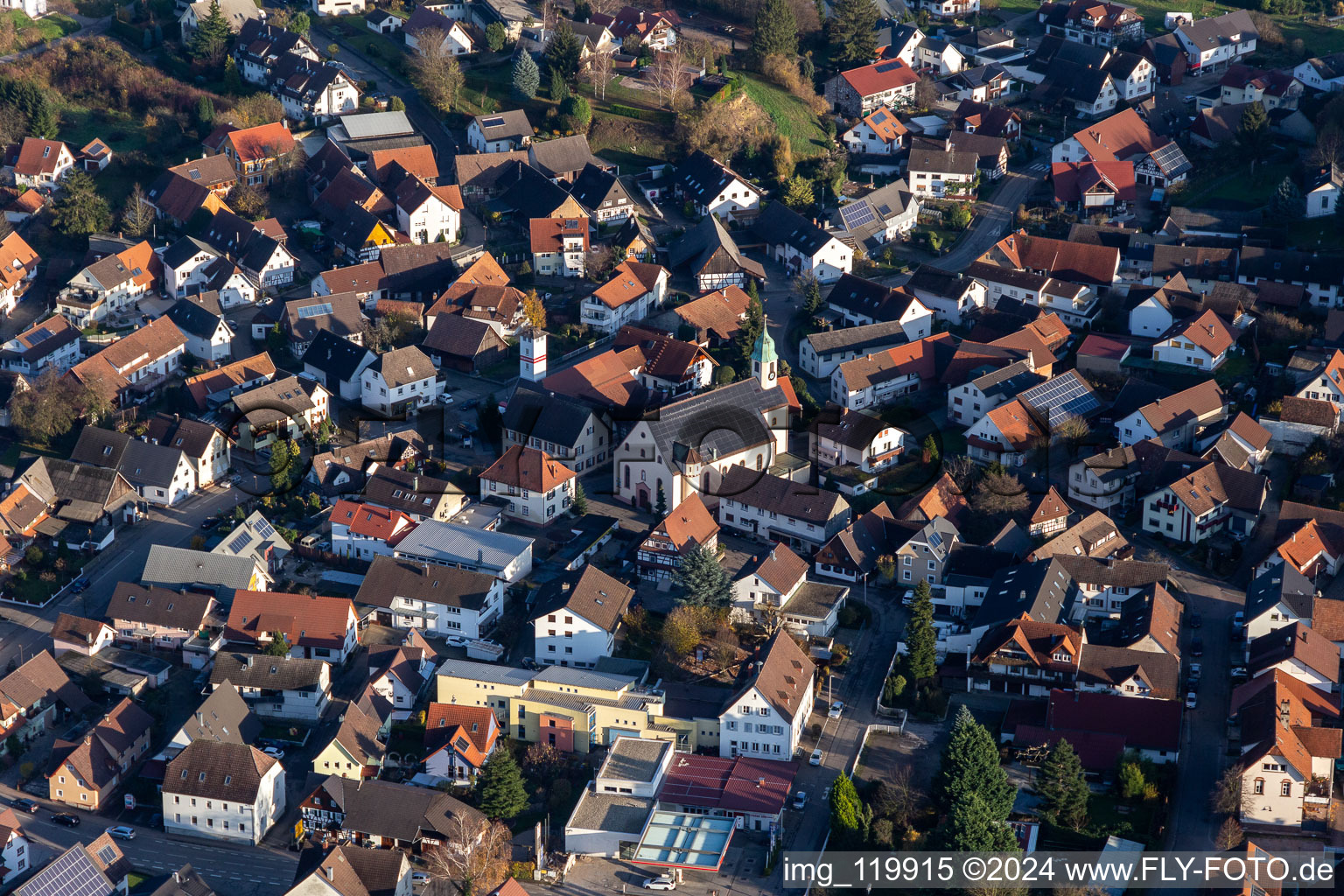 Church building in the village of in Oensbach in the state Baden-Wurttemberg, Germany