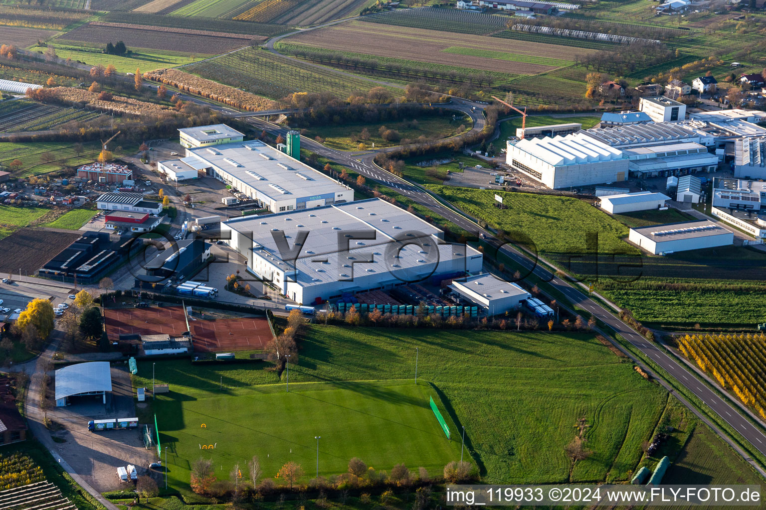 Company grounds and facilities of HELIA Ladenbau GmbH on B28 in Nussbach in the state Baden-Wurttemberg, Germany