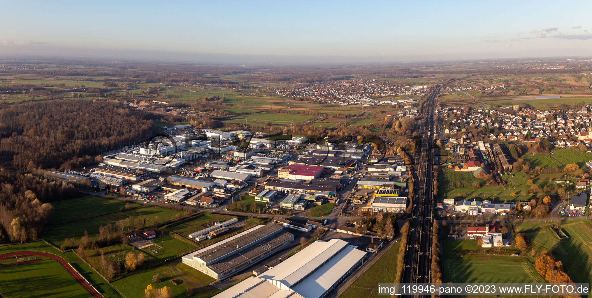 Industrial estate and company settlement in Appenweier in the state Baden-Wurttemberg, Germany