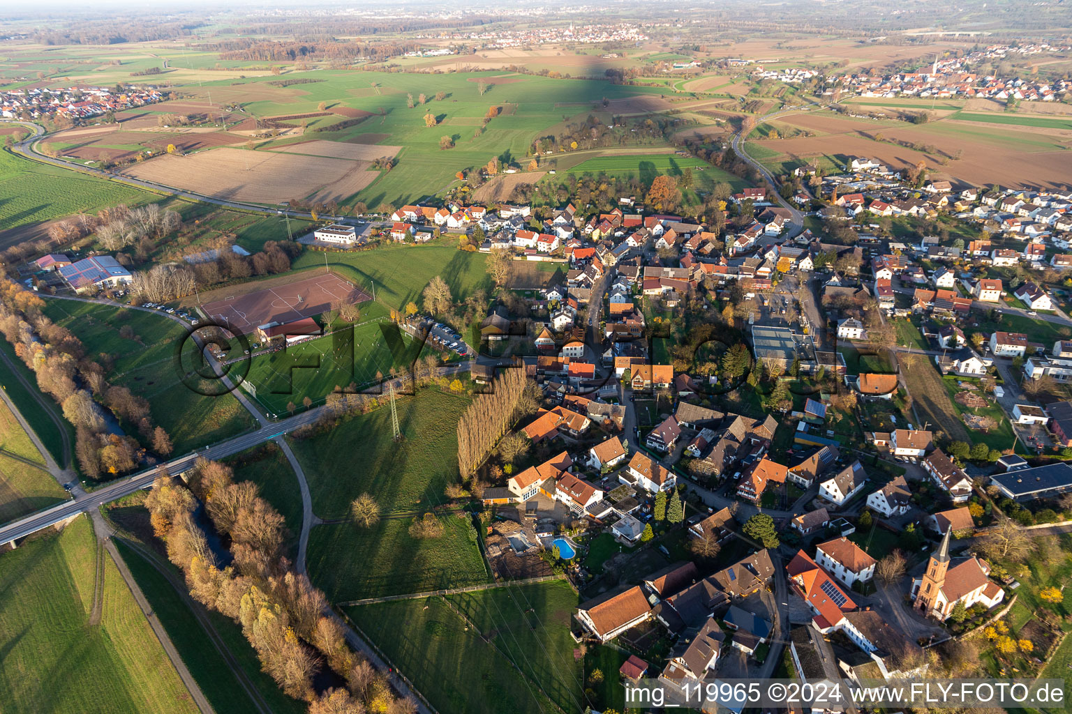 Aerial view of At Bühlbach in the district Bühl in Offenburg in the state Baden-Wuerttemberg, Germany