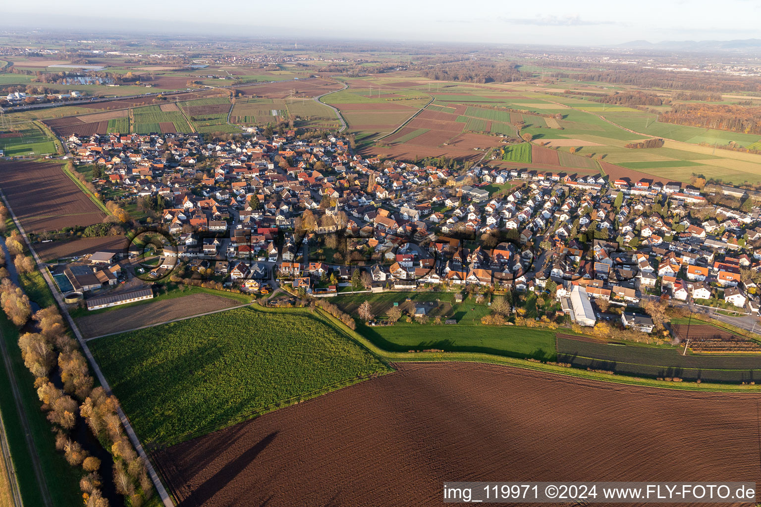 Aerial photograpy of District Griesheim in Offenburg in the state Baden-Wuerttemberg, Germany