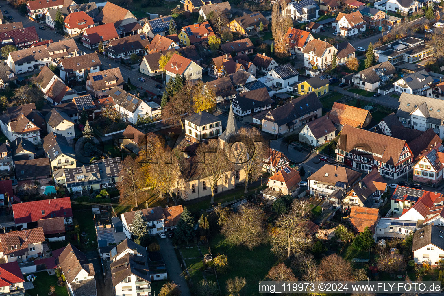 Oblique view of District Griesheim in Offenburg in the state Baden-Wuerttemberg, Germany