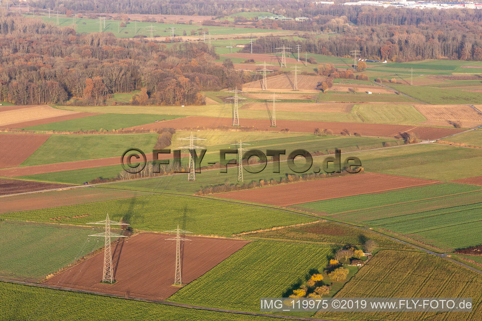 Reflectors on high-voltage lines in Offenburg in the state Baden-Wuerttemberg, Germany