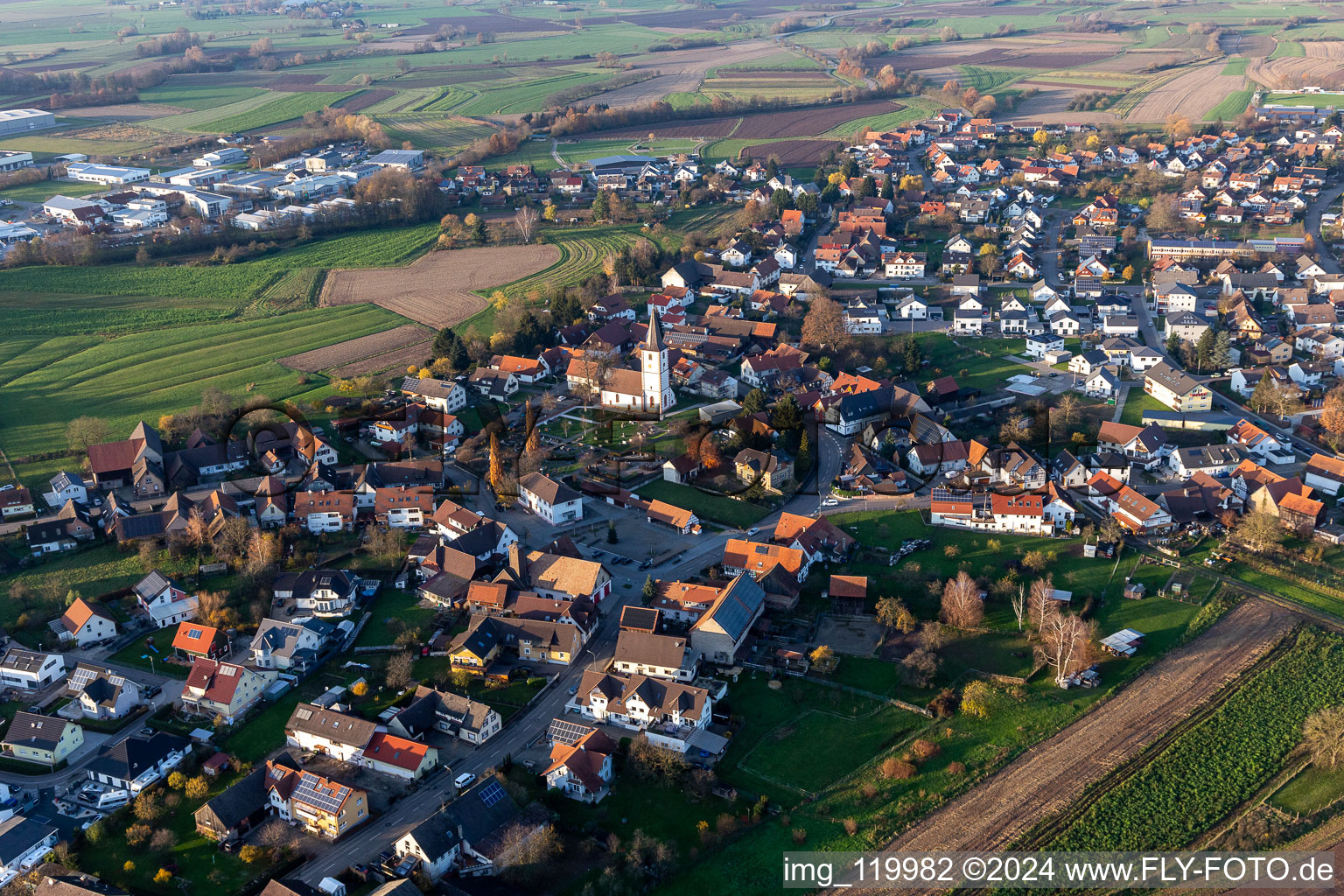 Village view in the district Sand in Willstätt in the state Baden-Wuerttemberg, Germany