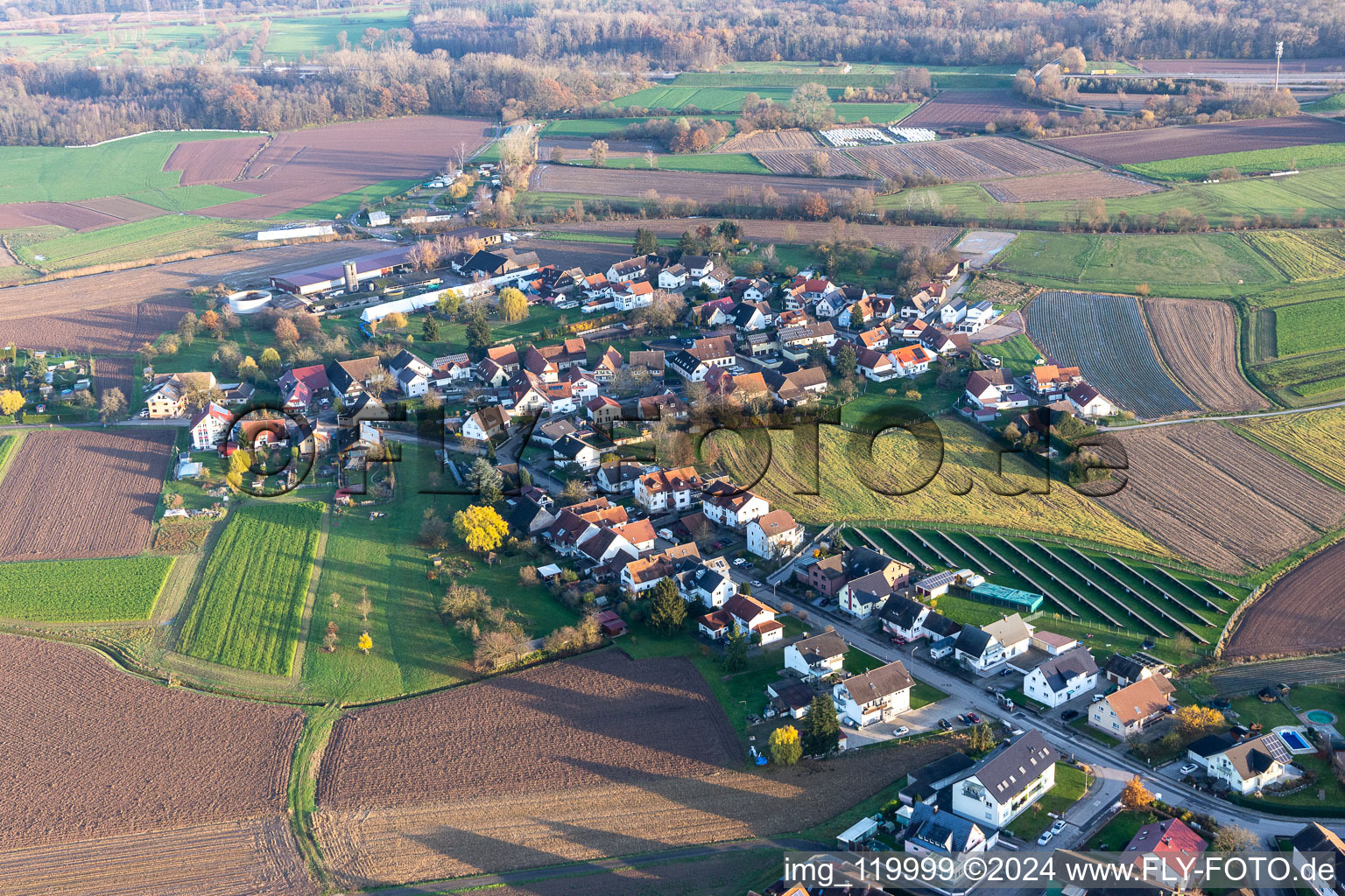 District Sand in Willstätt in the state Baden-Wuerttemberg, Germany from above