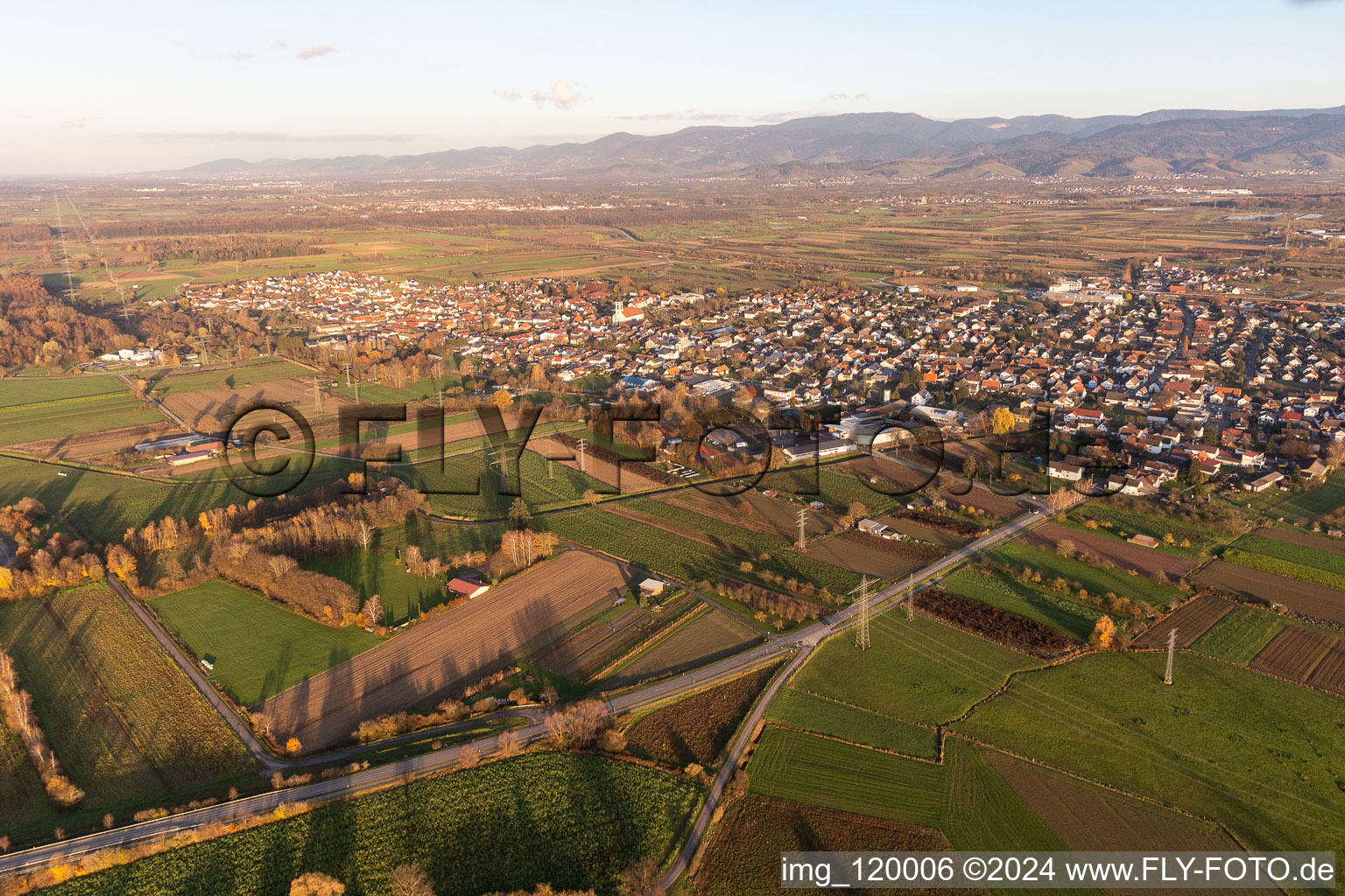 Aerial view of District Urloffen in Appenweier in the state Baden-Wuerttemberg, Germany