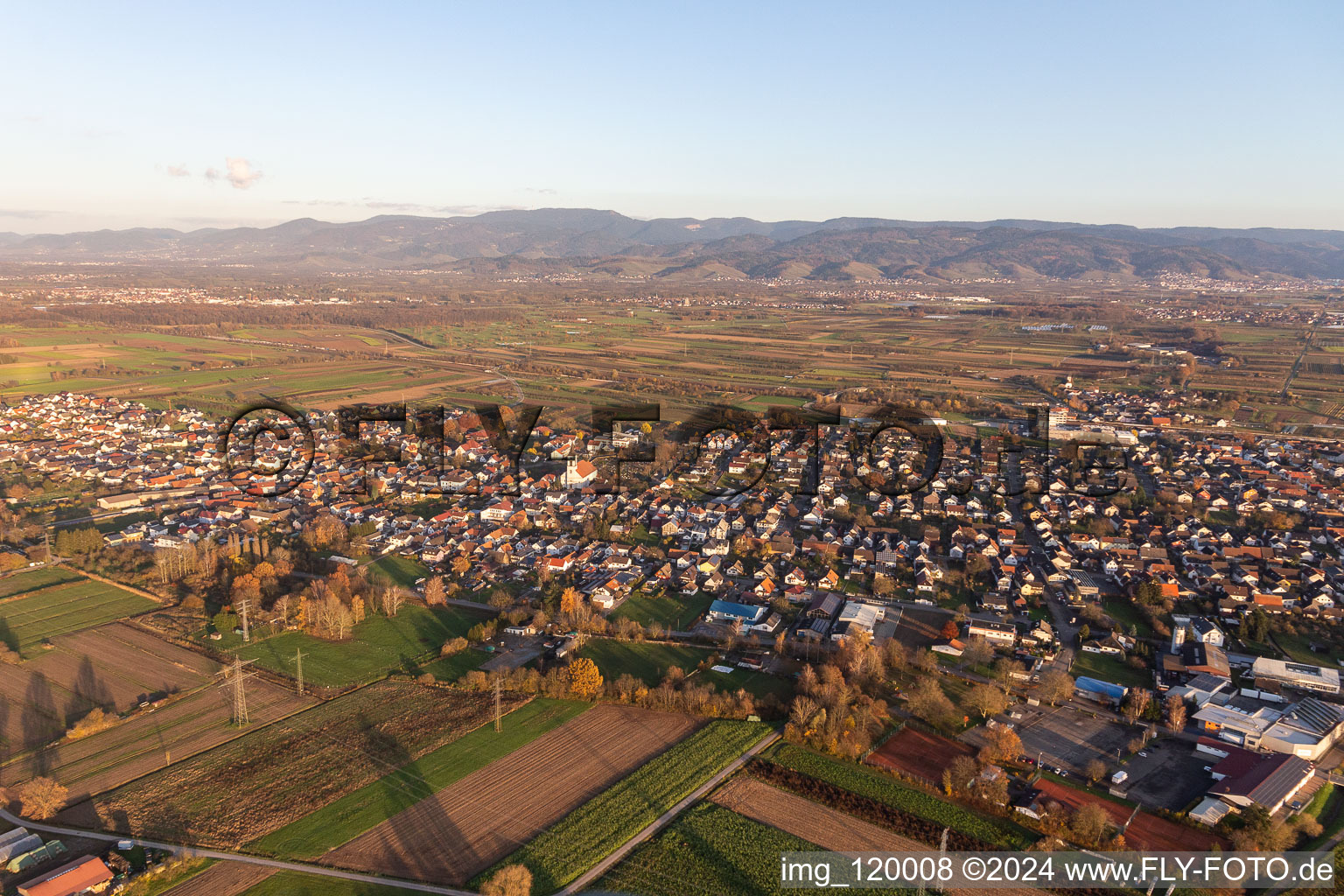 Aerial photograpy of District Urloffen in Appenweier in the state Baden-Wuerttemberg, Germany