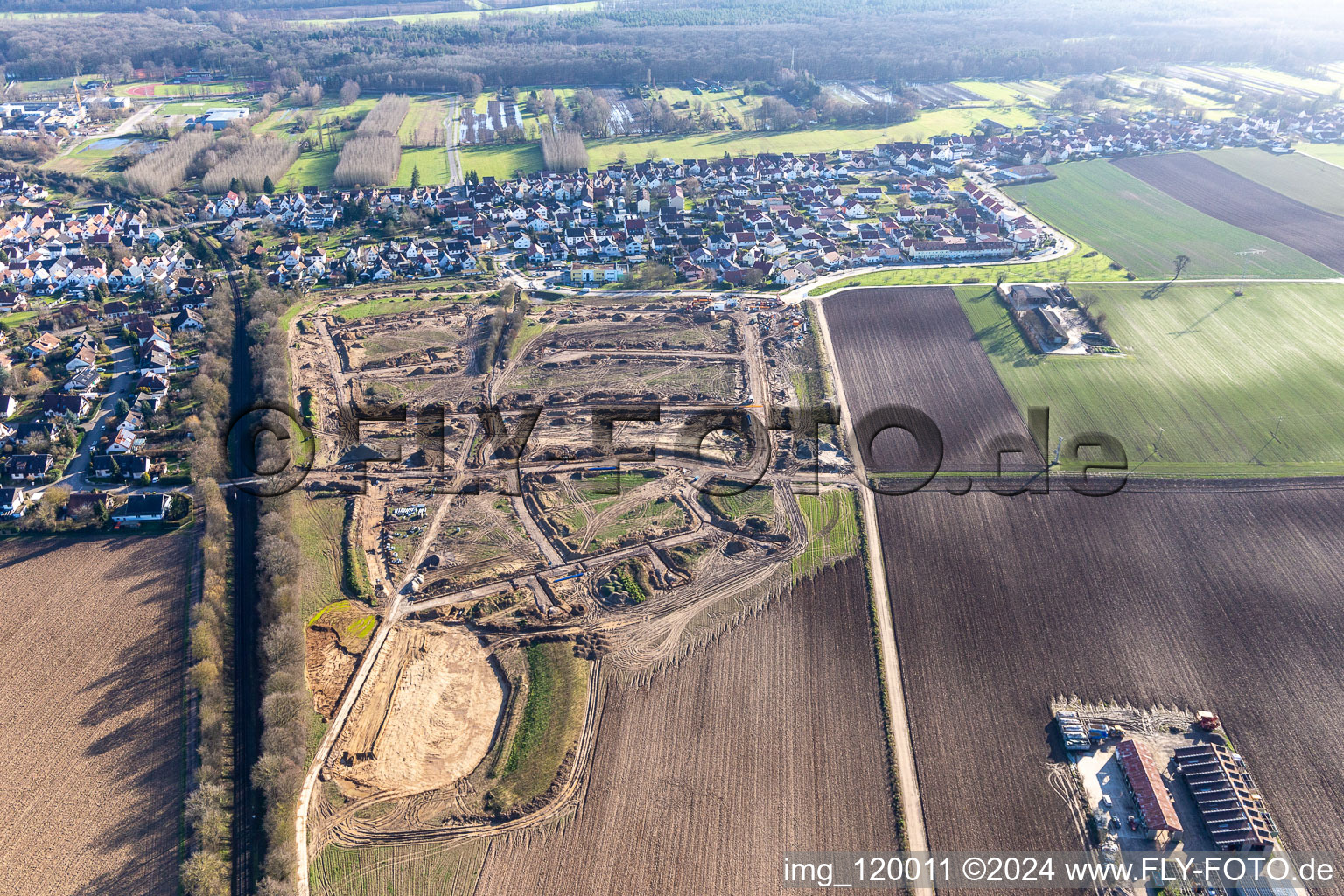 Aerial view of New development area K2 development in Kandel in the state Rhineland-Palatinate, Germany