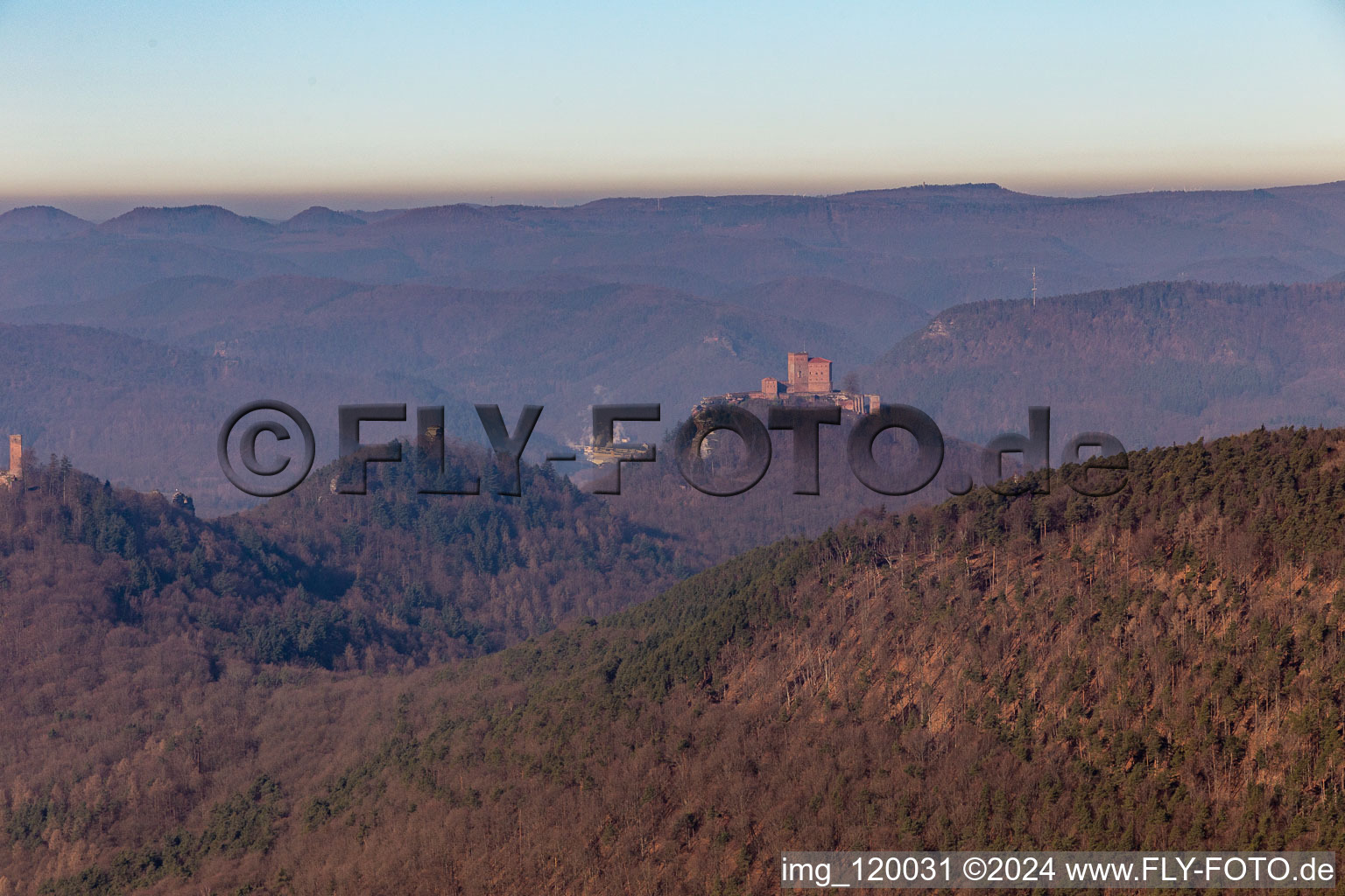 Trifels, Anebos and Scharfenberg in Annweiler am Trifels in the state Rhineland-Palatinate, Germany