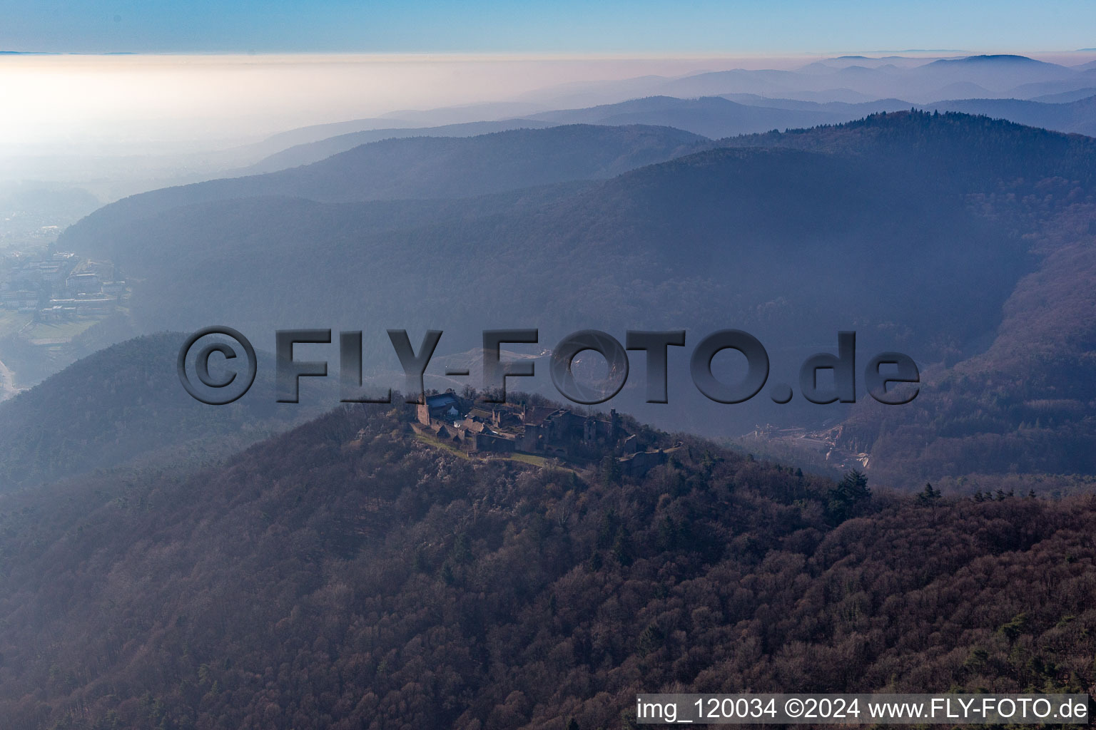 Oblique view of Madenburg in Eschbach in the state Rhineland-Palatinate, Germany