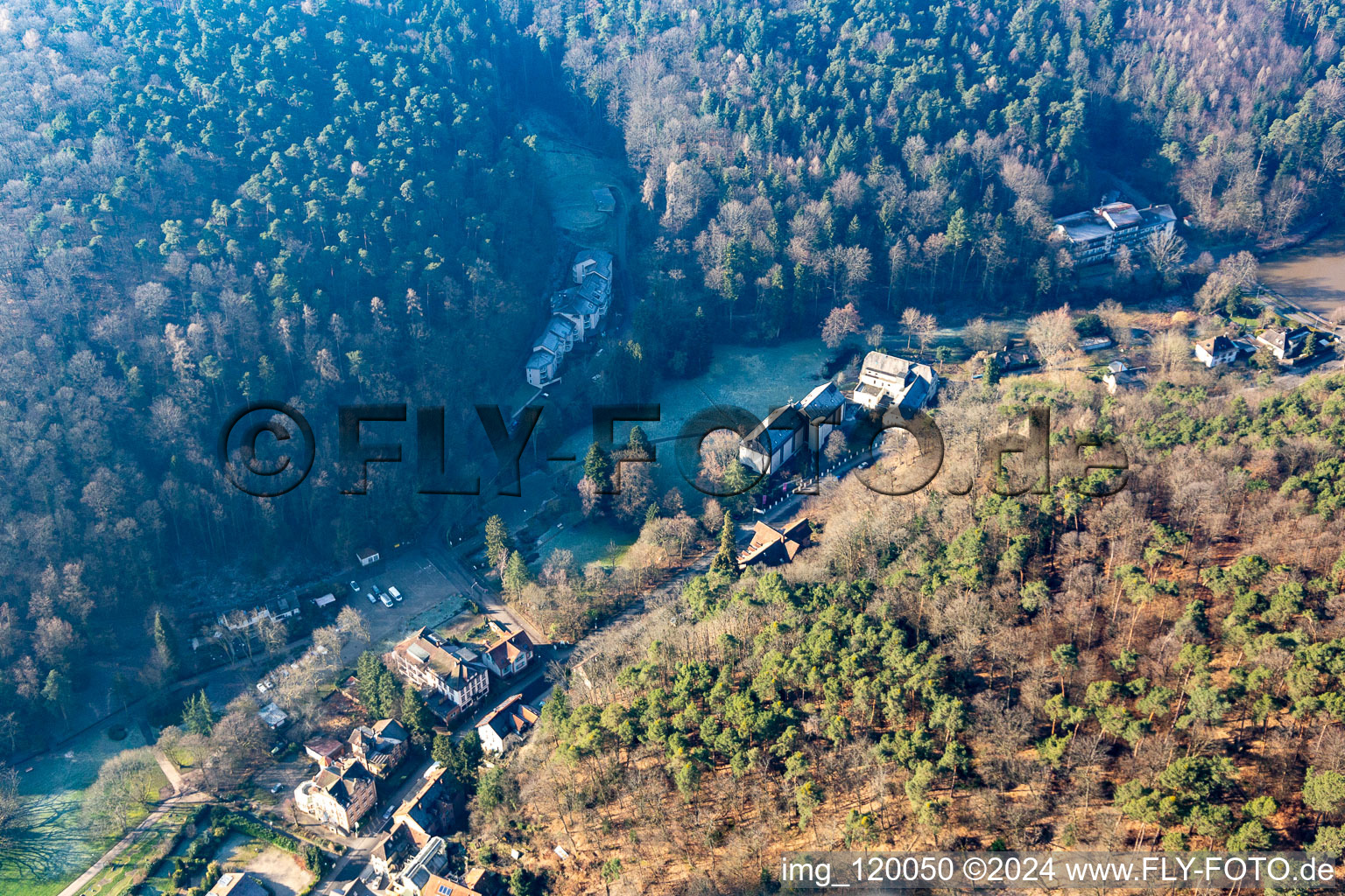 Aerial view of Hotel Luisenpark in Bad Bergzabern in the state Rhineland-Palatinate, Germany