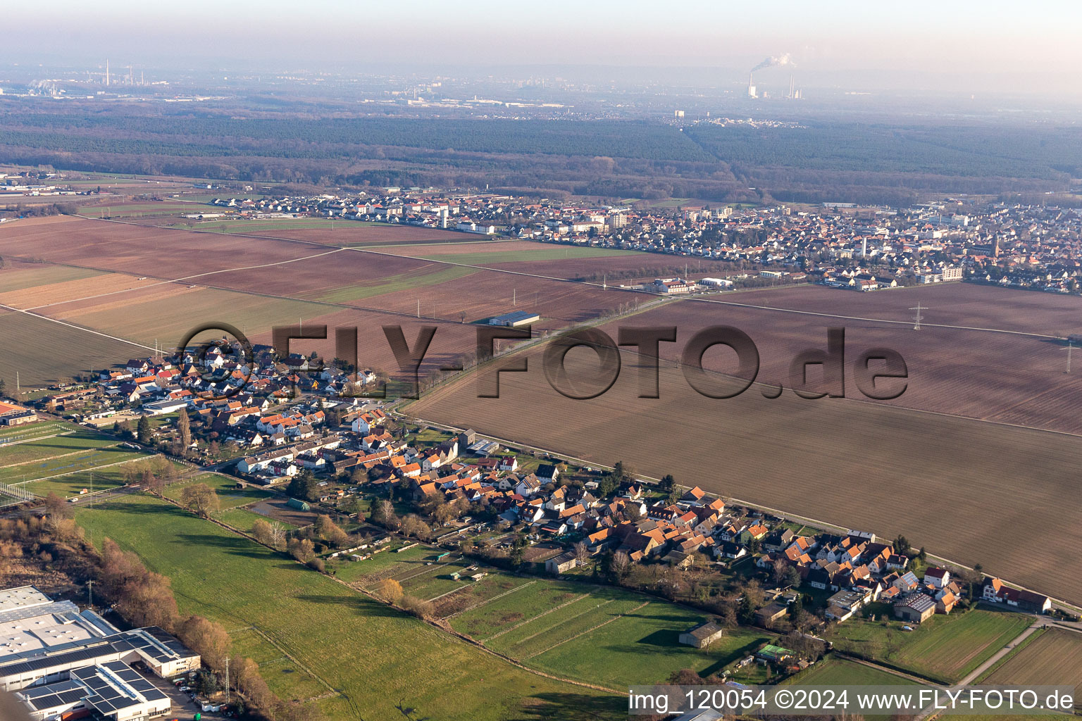 Aerial view of District Minderslachen in Kandel in the state Rhineland-Palatinate, Germany