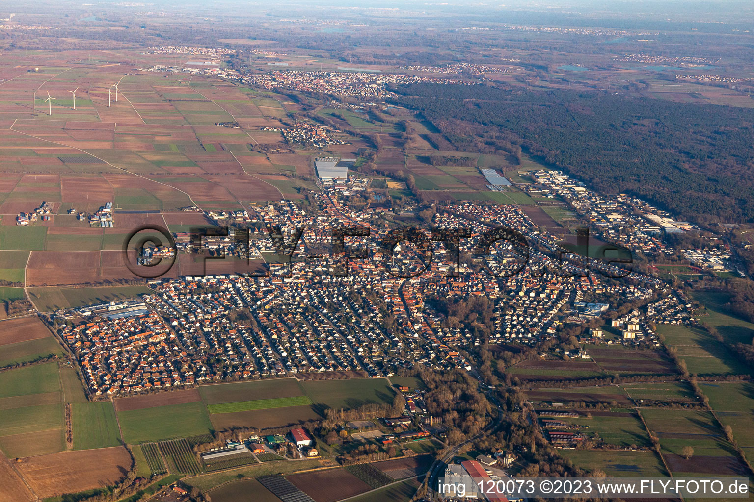 Aerial photograpy of District Herxheim in Herxheim bei Landau in the state Rhineland-Palatinate, Germany