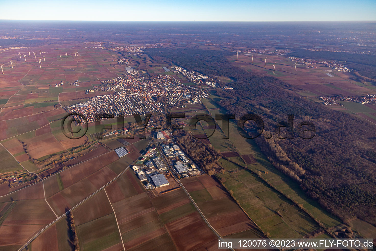 Oblique view of District Herxheim in Herxheim bei Landau in the state Rhineland-Palatinate, Germany