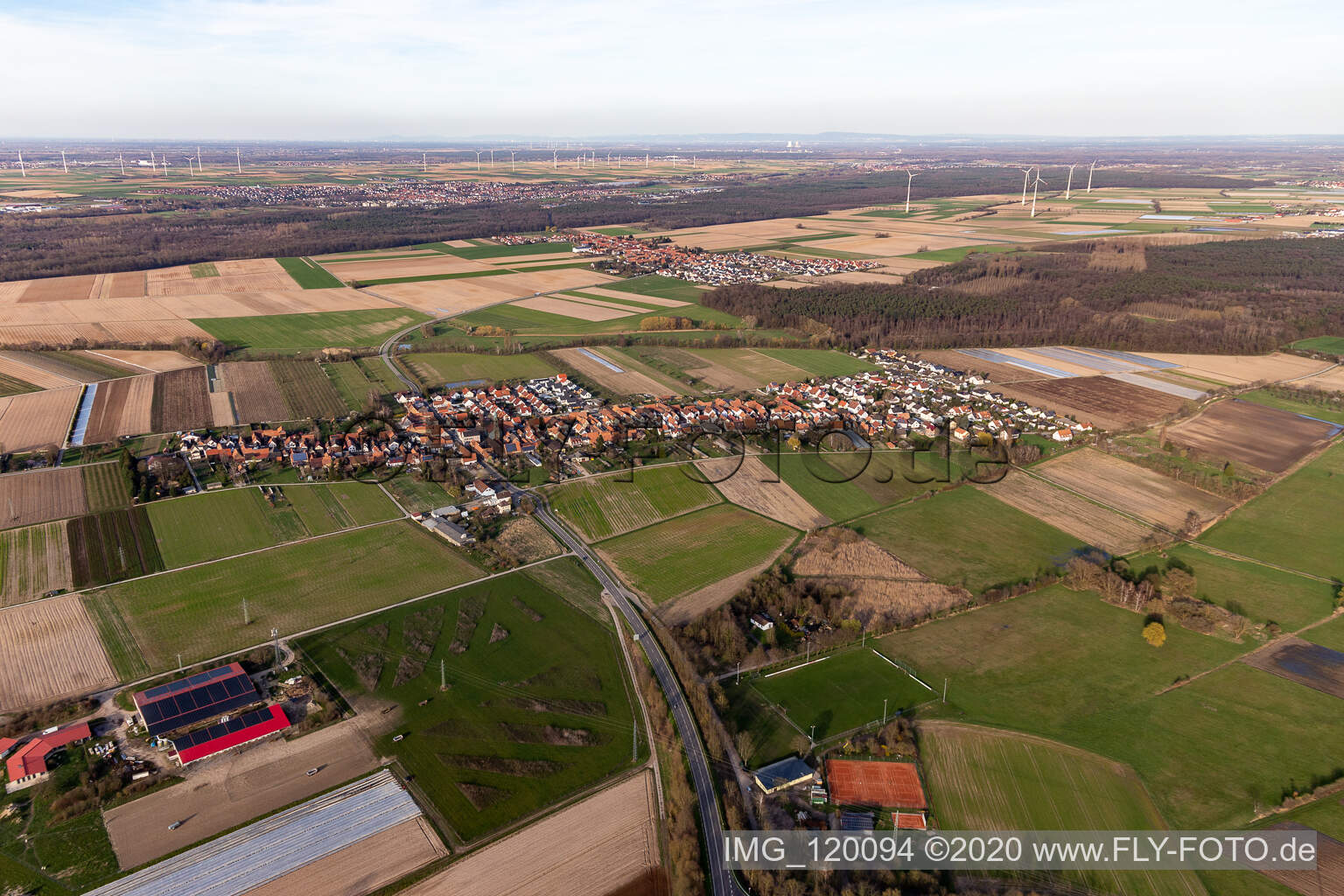 Erlenbach bei Kandel in the state Rhineland-Palatinate, Germany viewn from the air