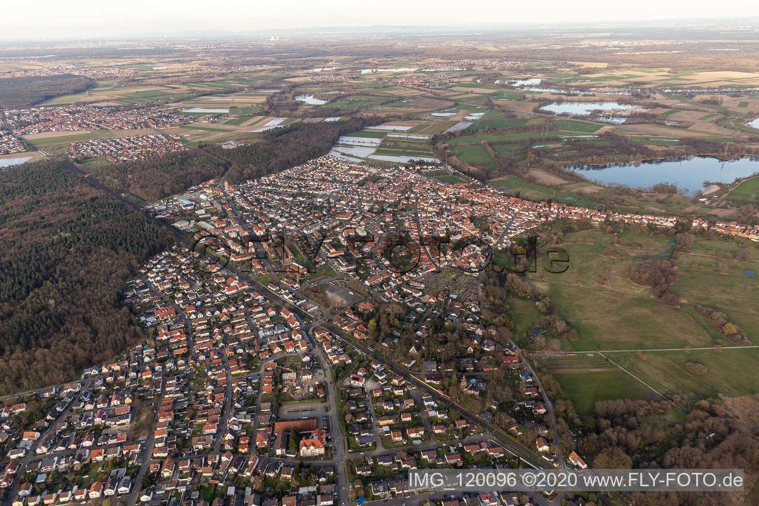 Drone image of Jockgrim in the state Rhineland-Palatinate, Germany