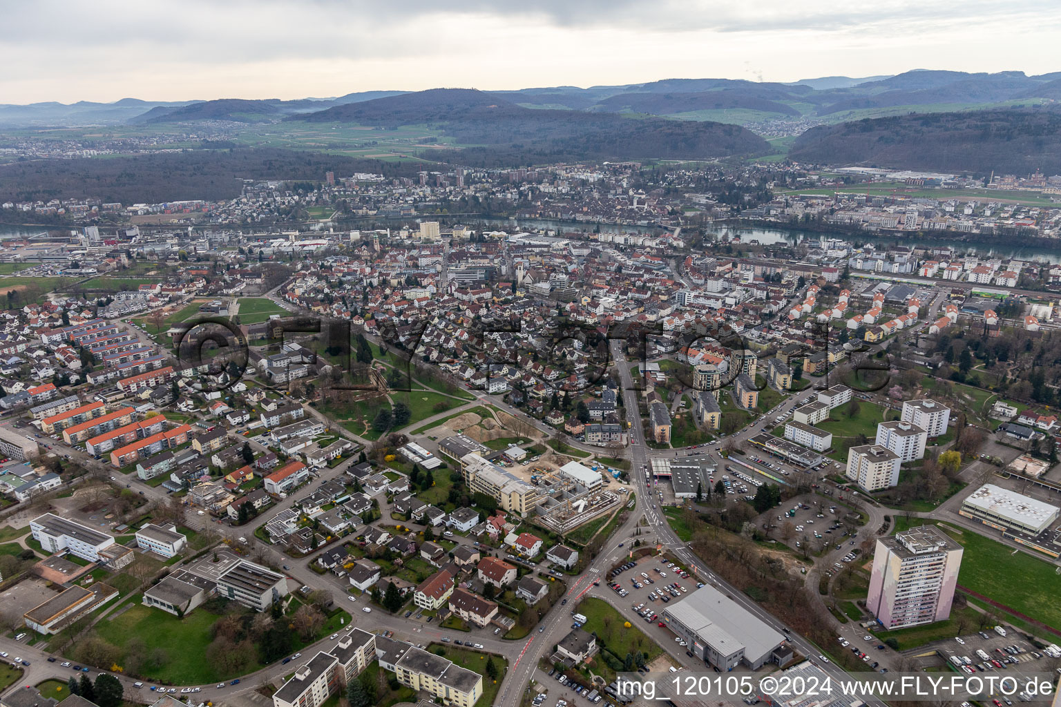 Aerial photograpy of Rheinfelden in the state Baden-Wuerttemberg, Germany