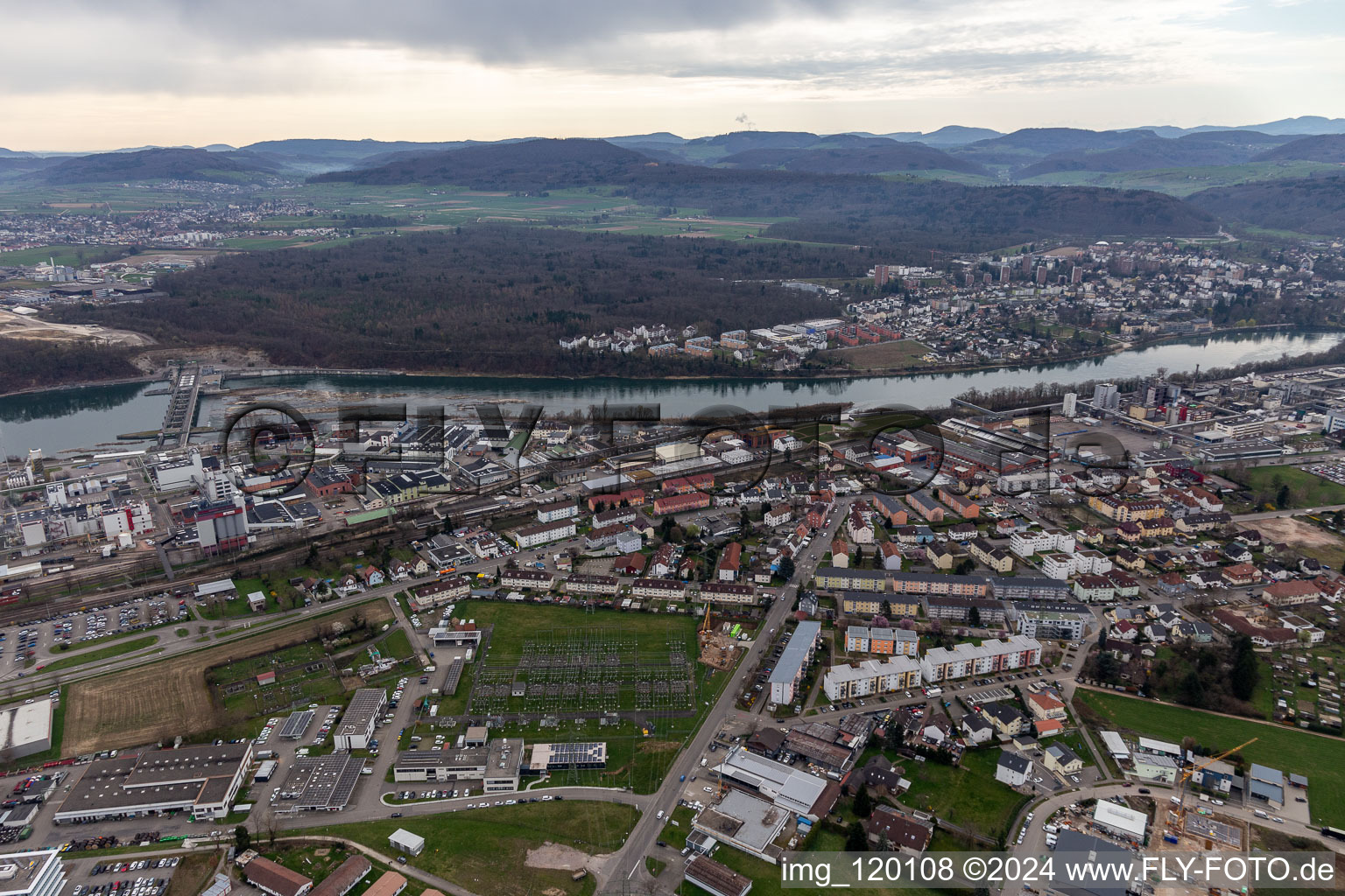 Oblique view of Rheinfelden in the state Baden-Wuerttemberg, Germany