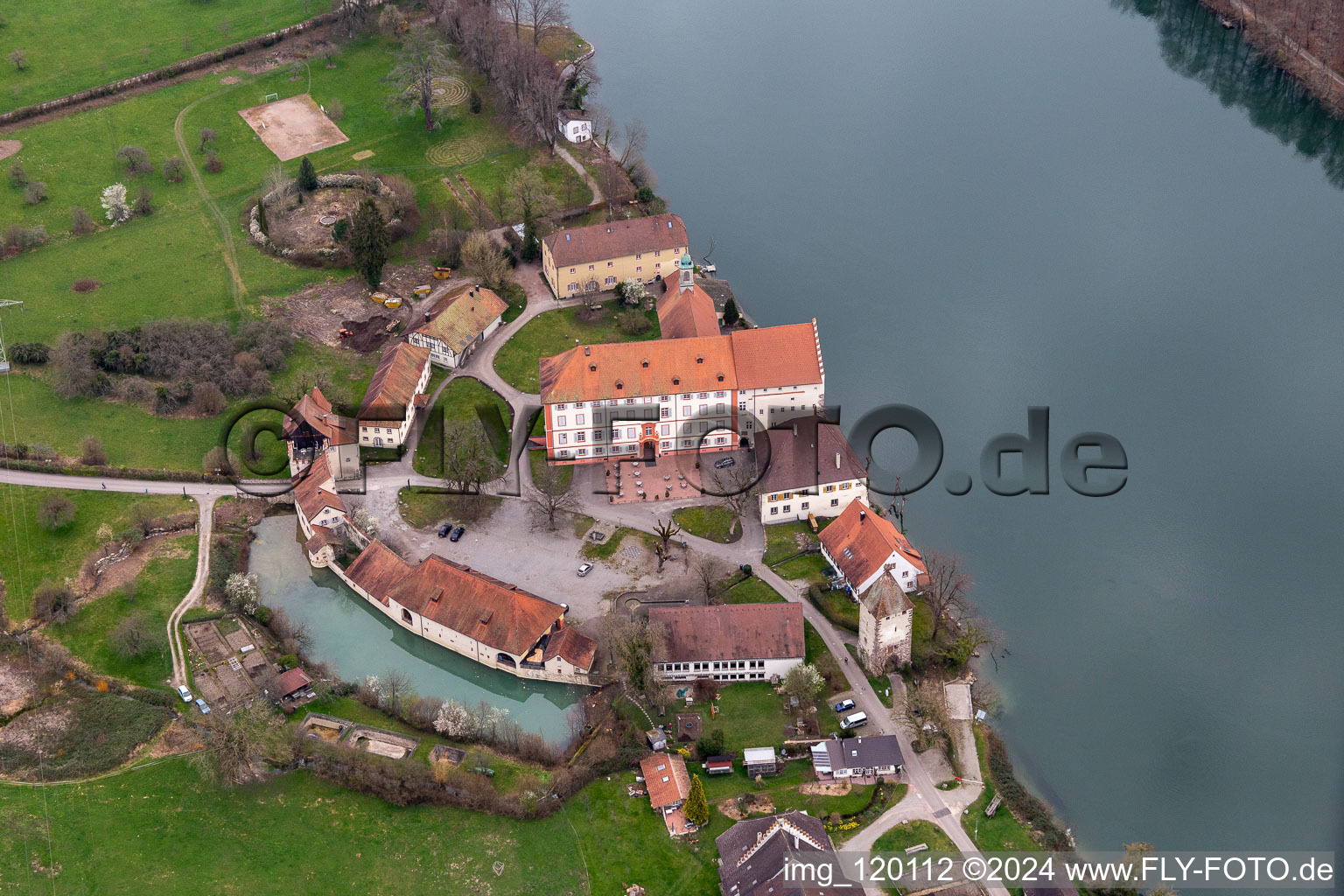 Complex of the hotel building Beuggen Castle in Rheinfelden in the state Baden-Wurttemberg, Germany