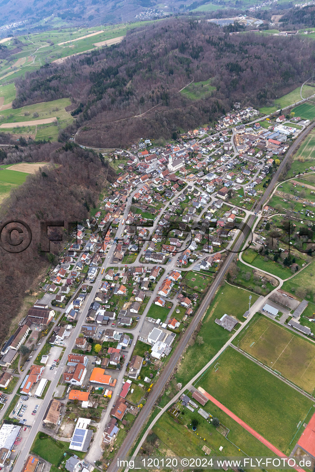 Aerial photograpy of Schwörstadt in the state Baden-Wuerttemberg, Germany