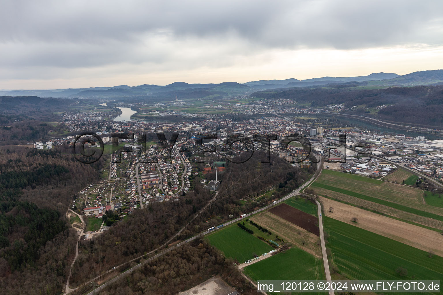 Aerial view of Bad Säckingen in the state Baden-Wuerttemberg, Germany