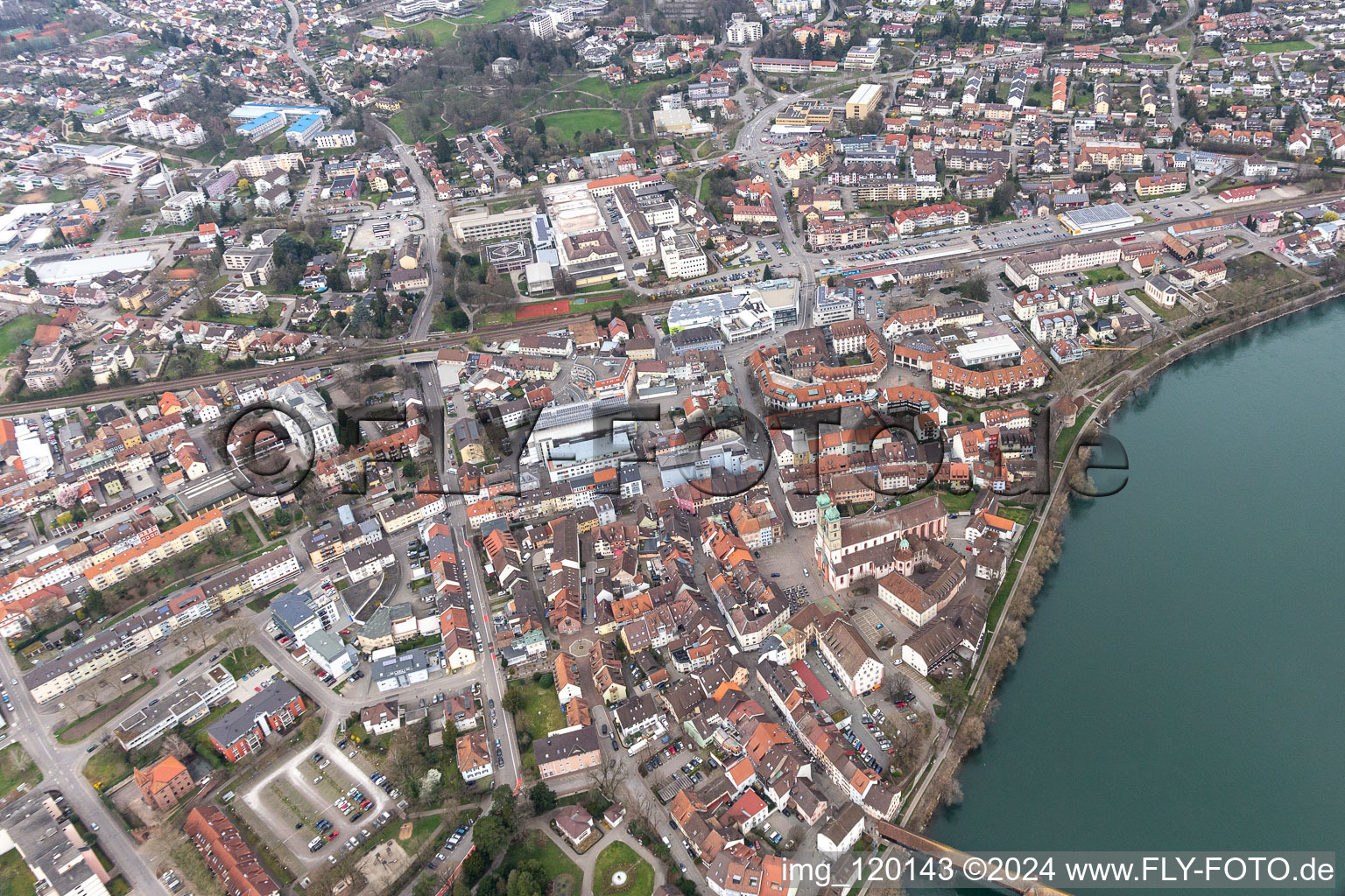 Aerial photograpy of Bad Säckingen in the state Baden-Wuerttemberg, Germany