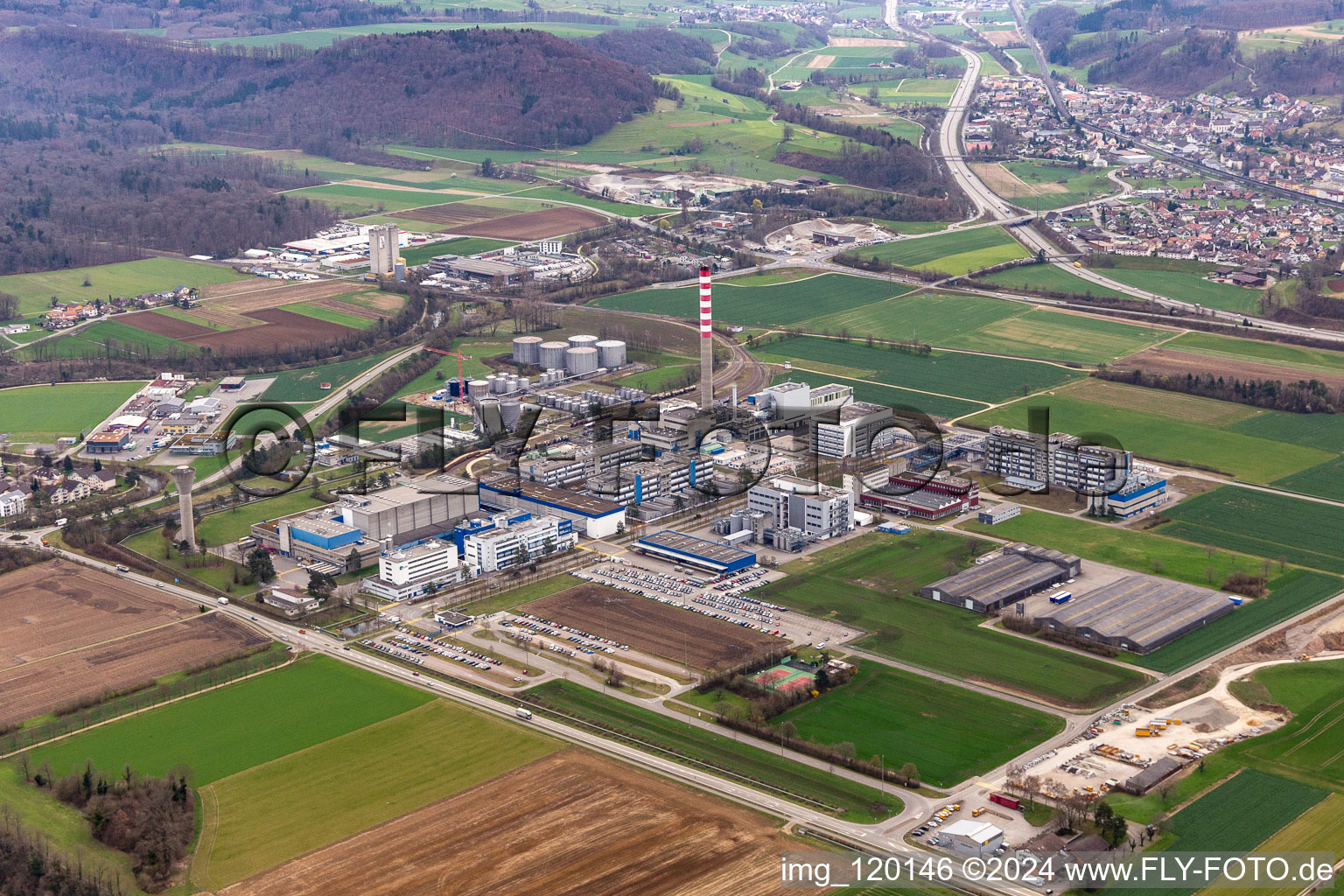 Company grounds and facilities of DSM Nutritional Products AG Zweigniederlassung factory Sisseln in Sisseln in the canton Aargau, Switzerland