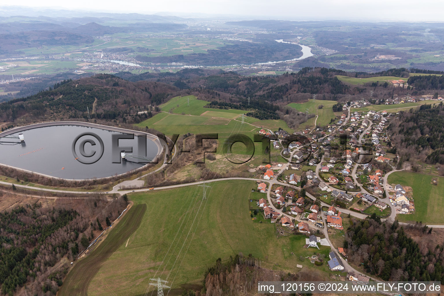 Aerial view of Eggberg Basin in the district Egg in Rickenbach in the state Baden-Wuerttemberg, Germany