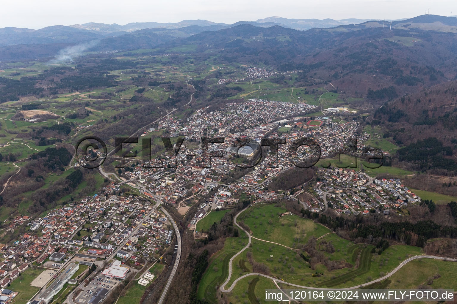 Aerial view of Wehr in the state Baden-Wuerttemberg, Germany