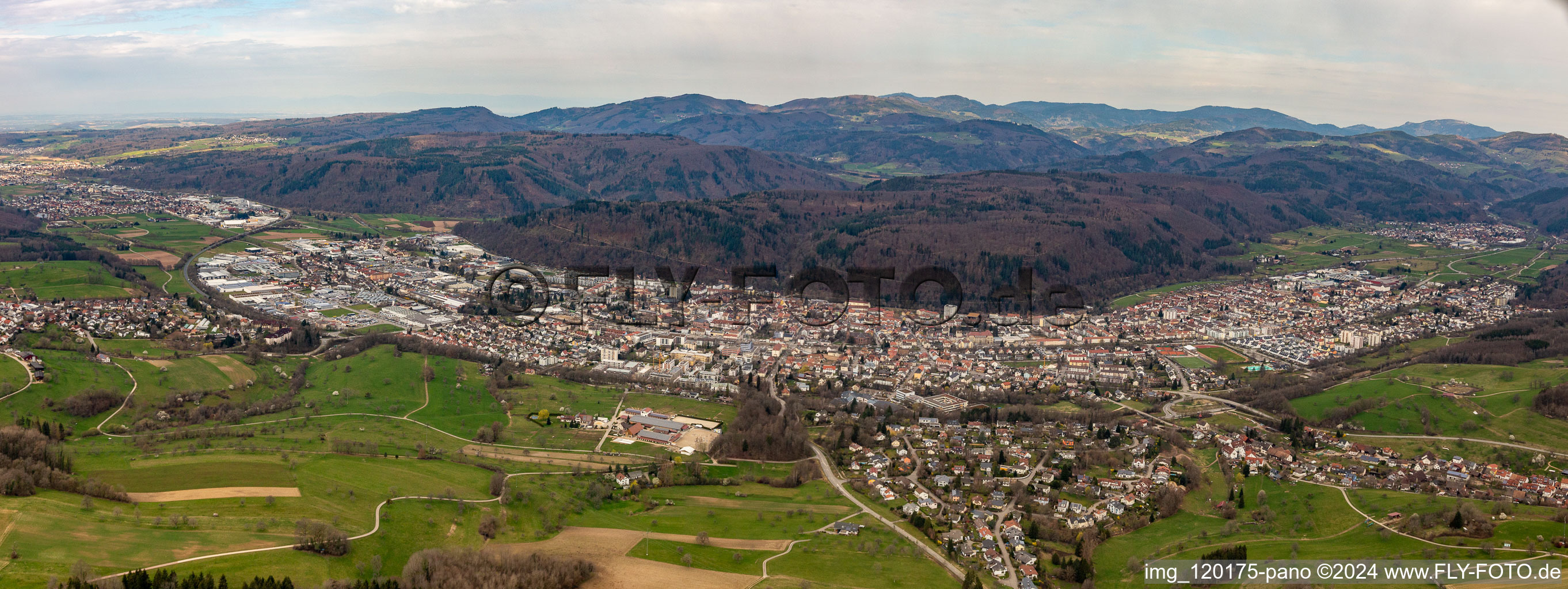 City area with outside districts and inner city area in Schopfheim in the state Baden-Wuerttemberg, Germany