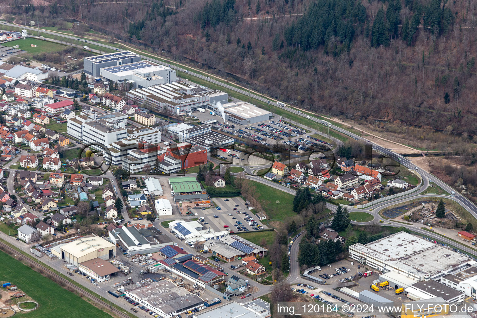 Buildings and halls on the premises of measurement and control company Endress and Hauser Maulburg in the state Baden-Wurttemberg