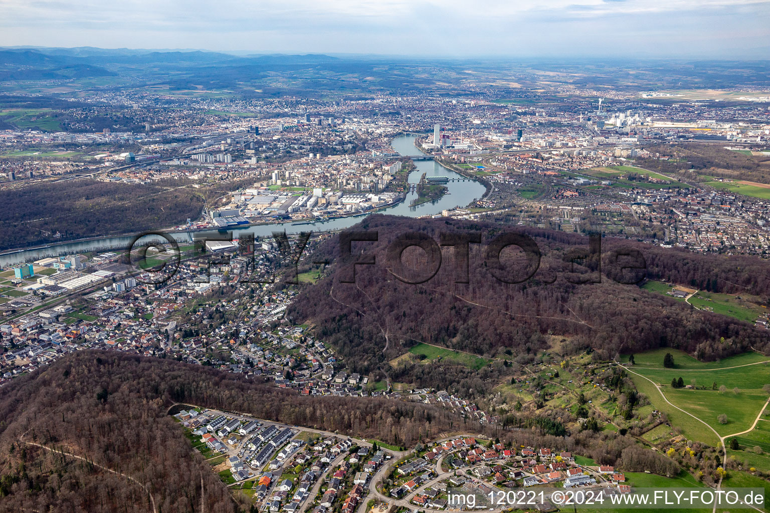 Aerial photograpy of District Grenzach in Grenzach-Wyhlen in the state Baden-Wuerttemberg, Germany