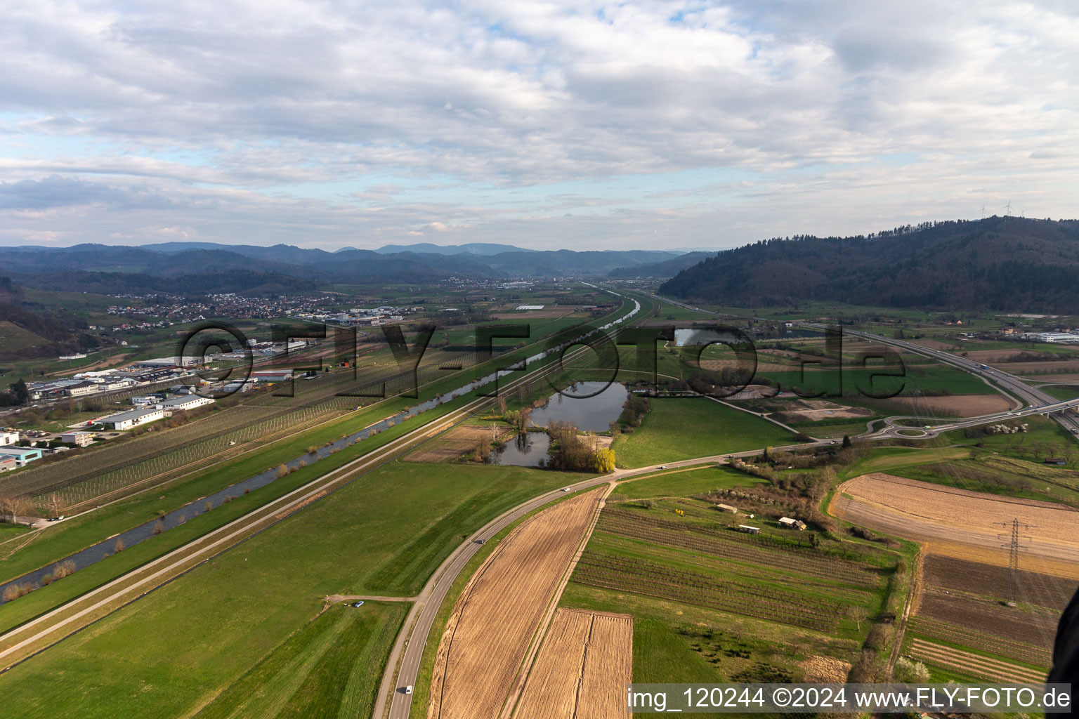 Oblique view of B33 in the district Elgersweier in Offenburg in the state Baden-Wuerttemberg, Germany