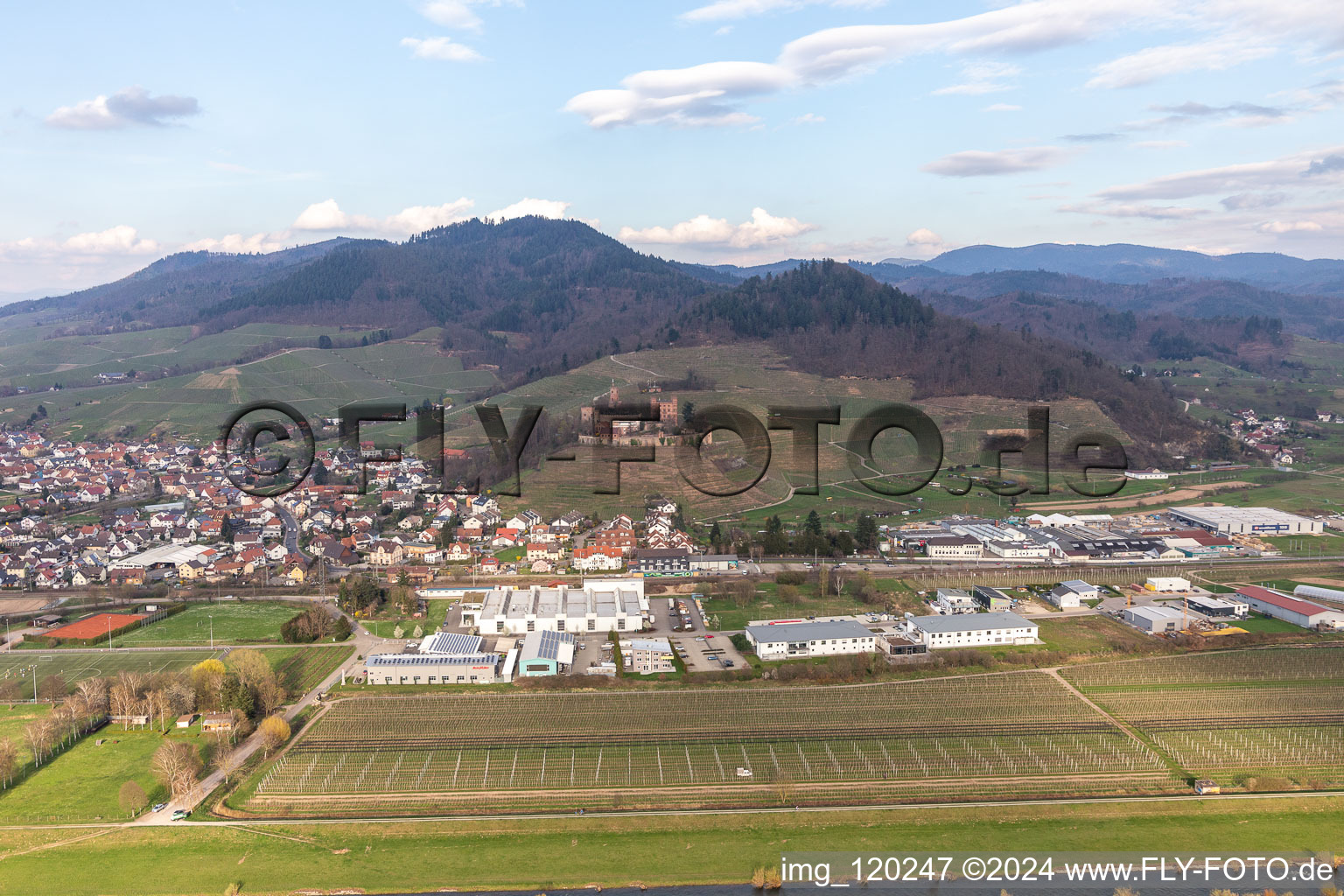 Aerial view of Ortenberg in the state Baden-Wuerttemberg, Germany