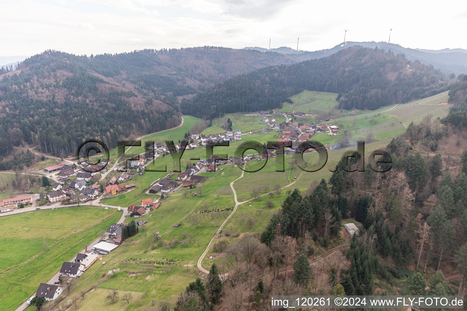 Aerial view of Strohbach in Gengenbach in the state Baden-Wuerttemberg, Germany