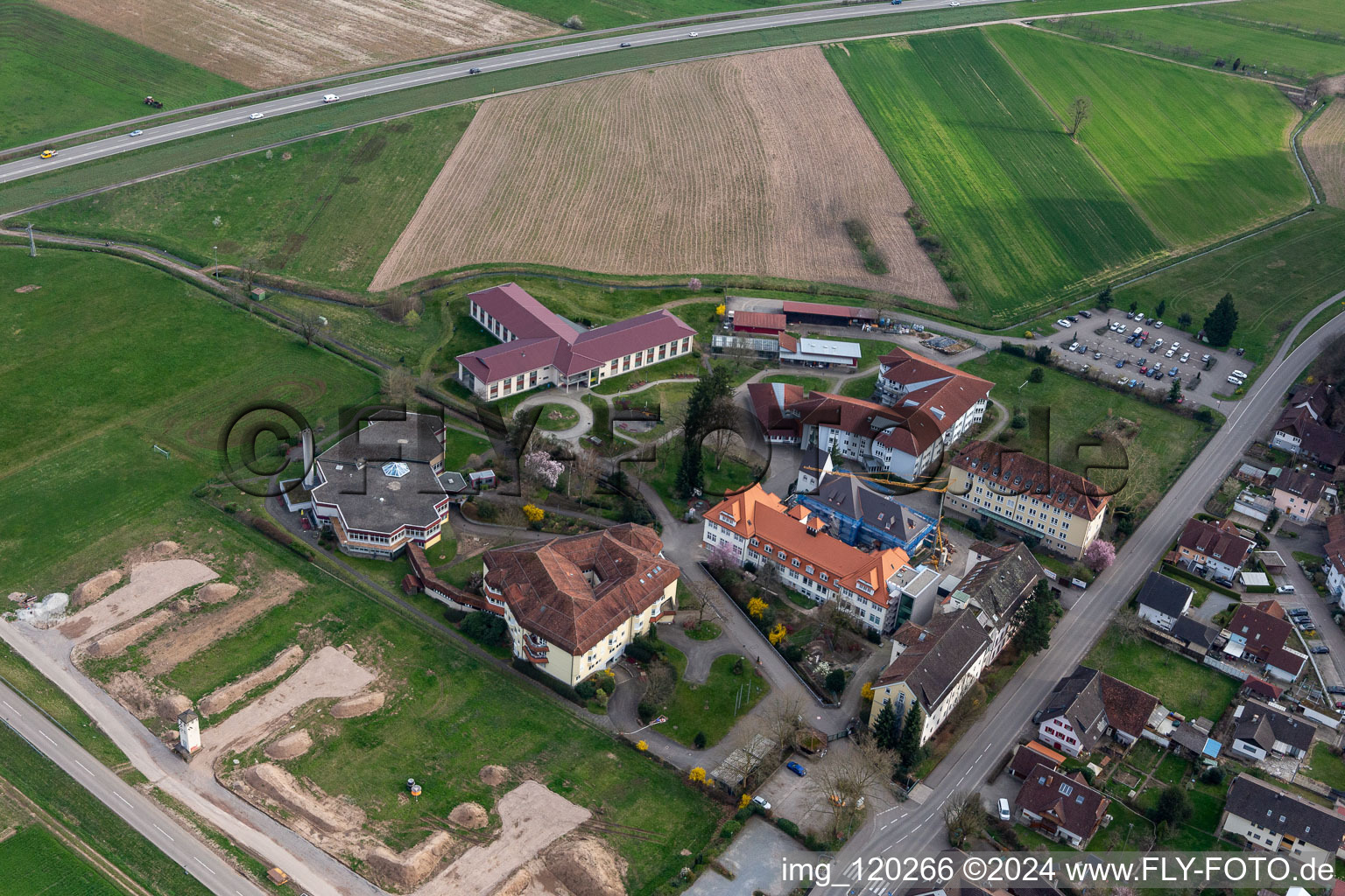 Aerial view of Ortenau Nursing and Care Home in Gengenbach in the state Baden-Wuerttemberg, Germany