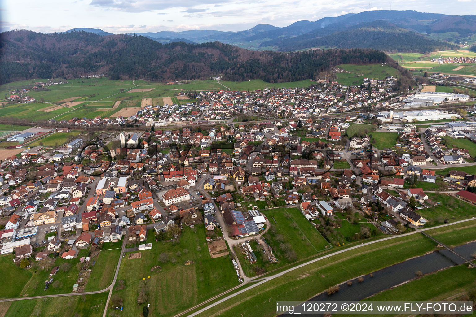 Oblique view of Biberach in the state Baden-Wuerttemberg, Germany