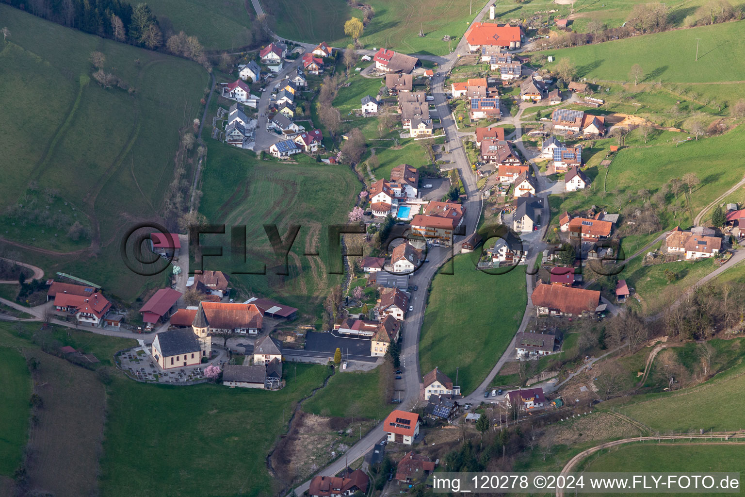 Aerial photograpy of Princes Brook in Biberach in the state Baden-Wuerttemberg, Germany