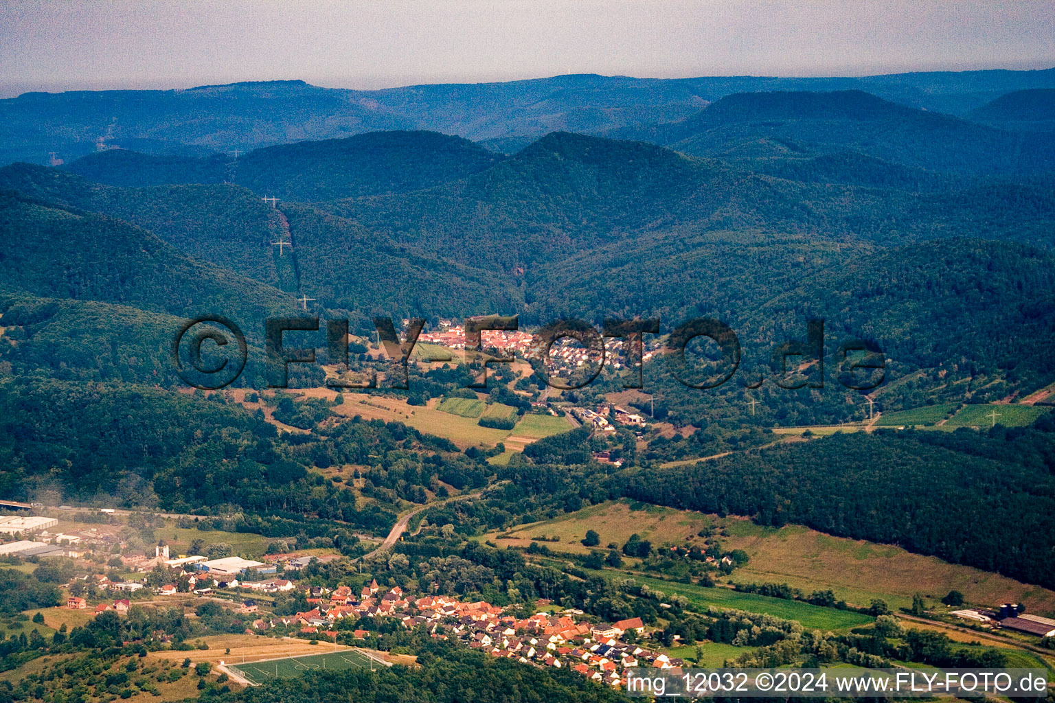 District Gräfenhausen in Annweiler am Trifels in the state Rhineland-Palatinate, Germany out of the air