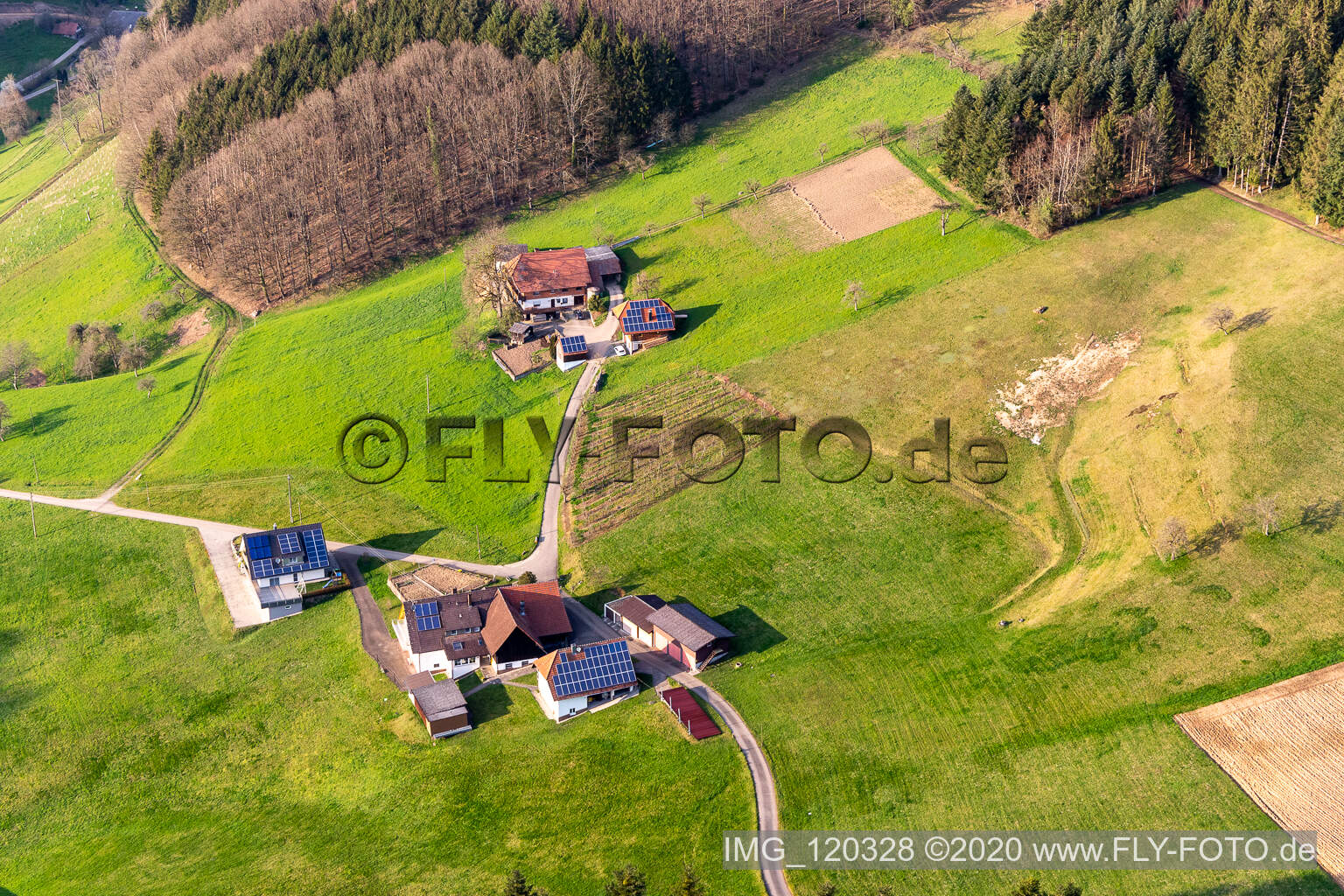 Haslach im Kinzigtal in the state Baden-Wuerttemberg, Germany from the plane