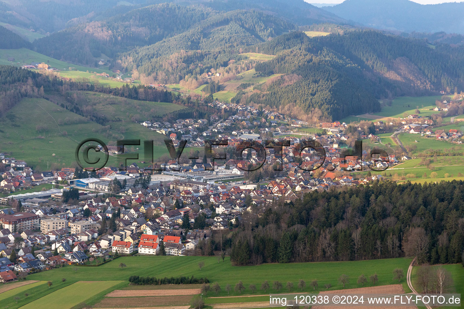 Aerial photograpy of Zell am Harmersbach in the state Baden-Wuerttemberg, Germany