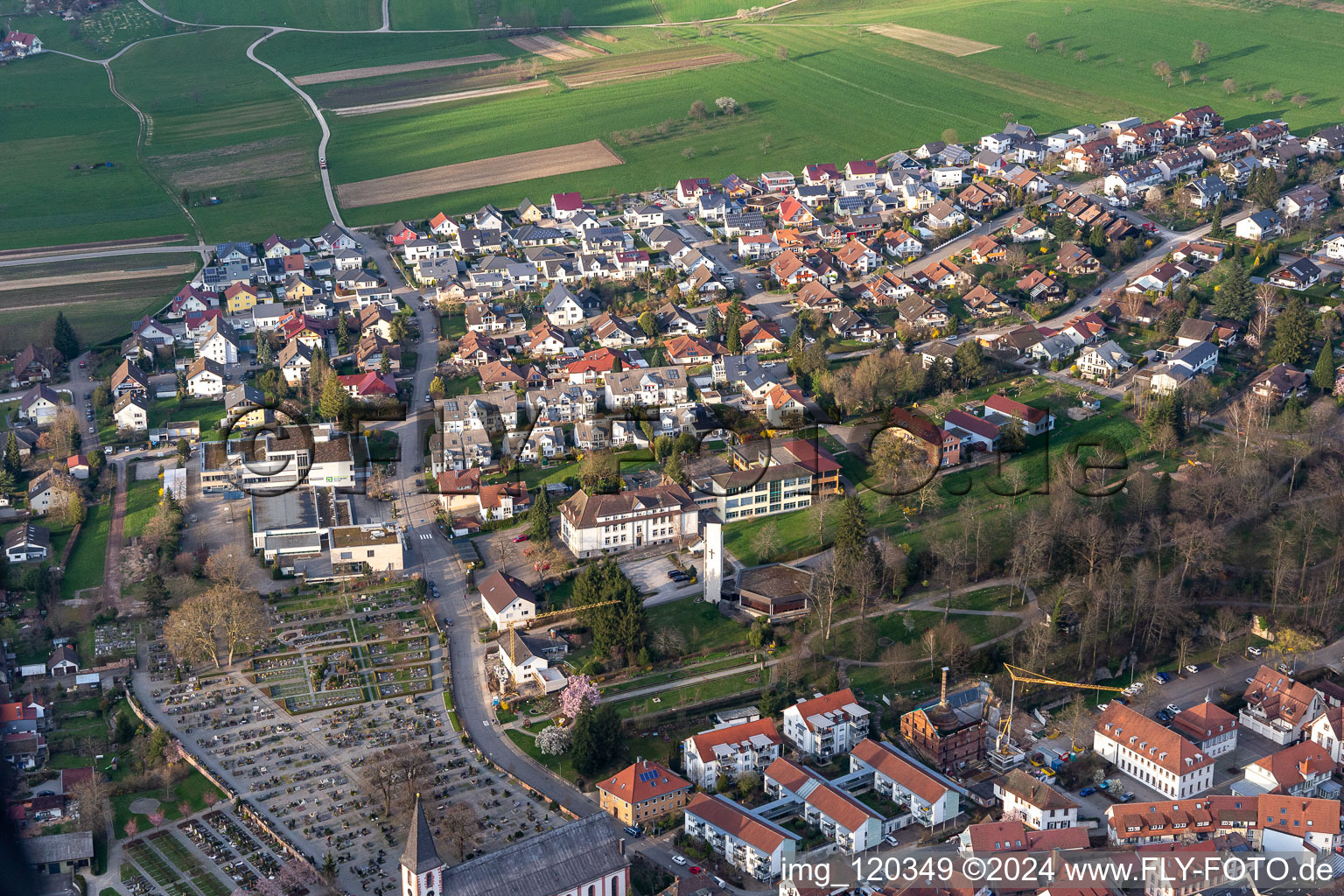 Oblique view of Zell am Harmersbach in the state Baden-Wuerttemberg, Germany