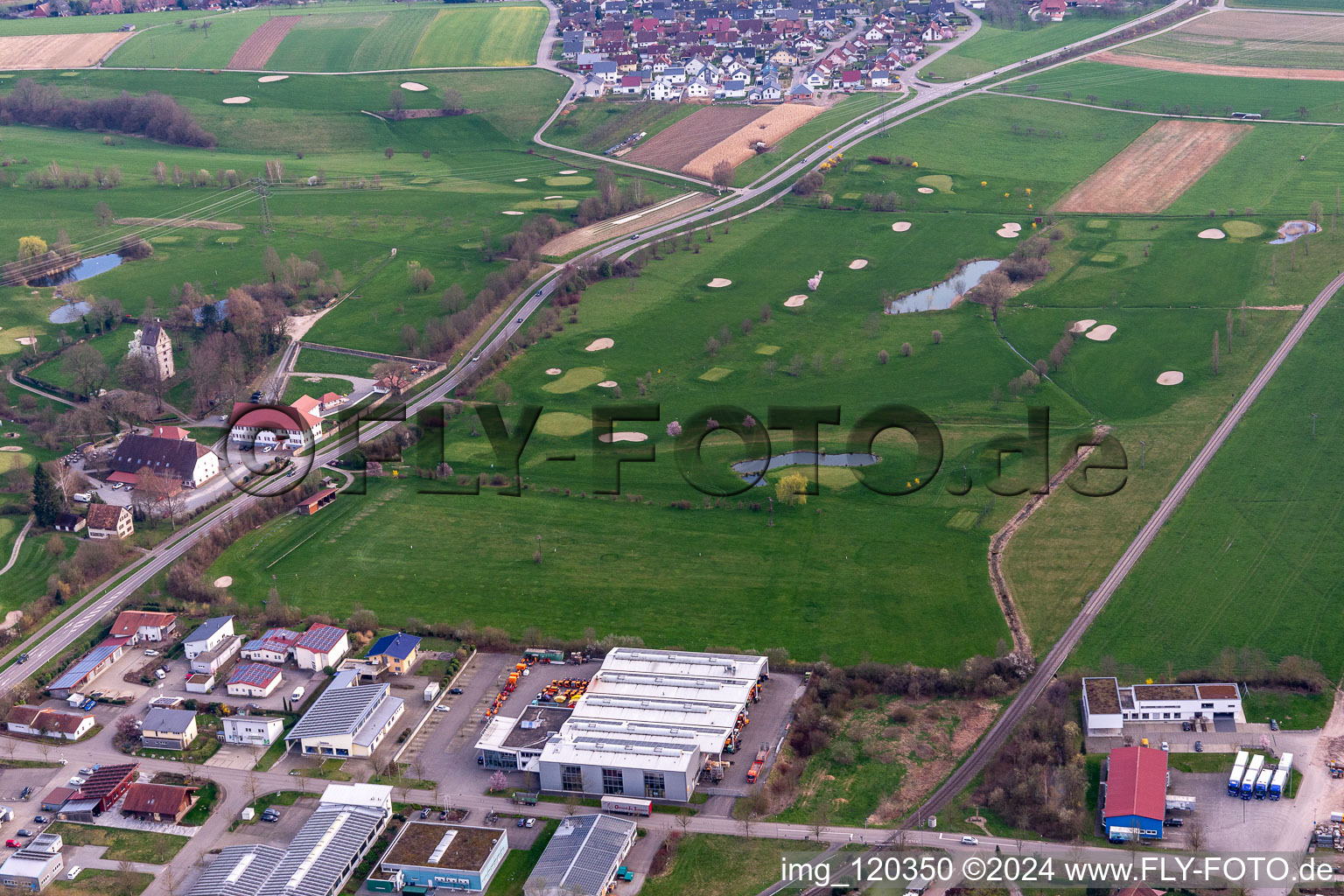 Aerial view of Golfclub Gröbernhof eV in Zell am Harmersbach in the state Baden-Wuerttemberg, Germany