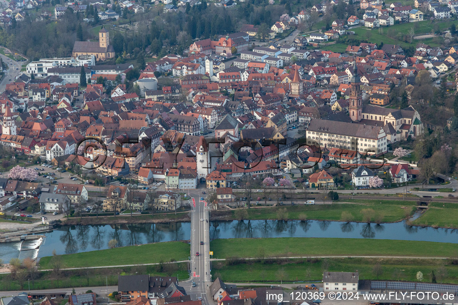 Tower building Kinzigtorturm the rest of the former historic city walls in Gengenbach in the state Baden-Wuerttemberg, Germany