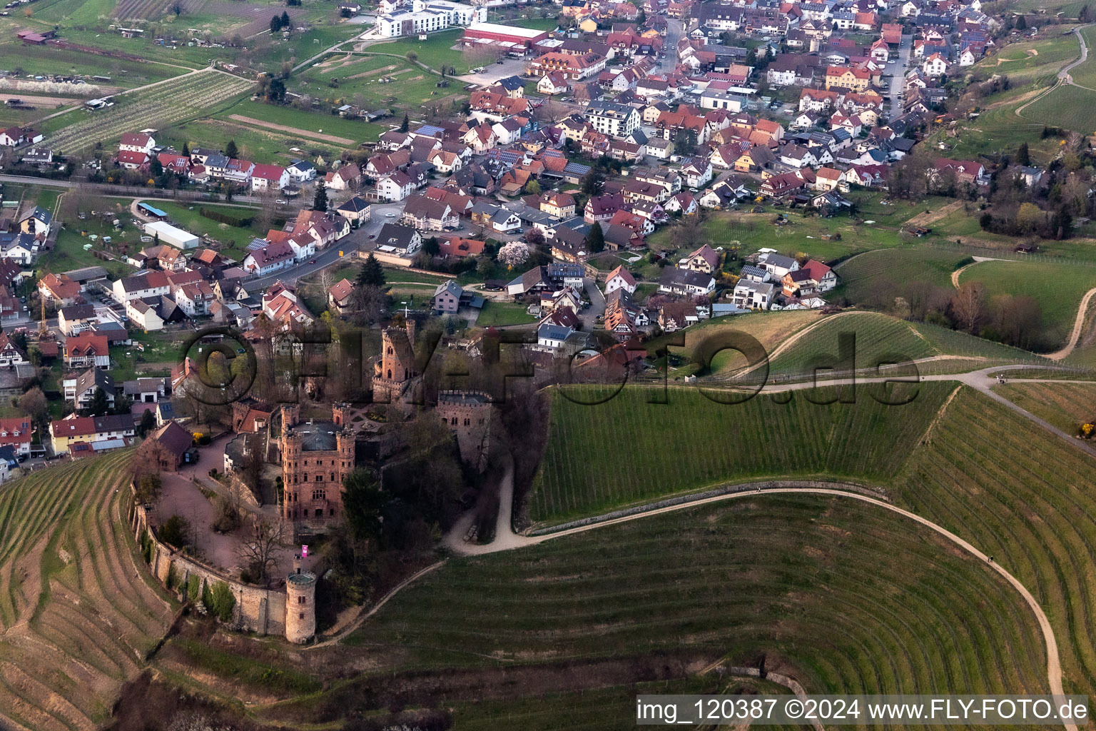 Oblique view of Castle Ortenberg in Ortenberg in the state Baden-Wuerttemberg, Germany