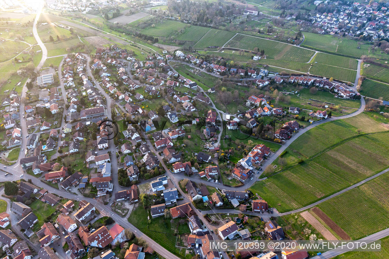 Aerial view of District Fessenbach in Offenburg in the state Baden-Wuerttemberg, Germany