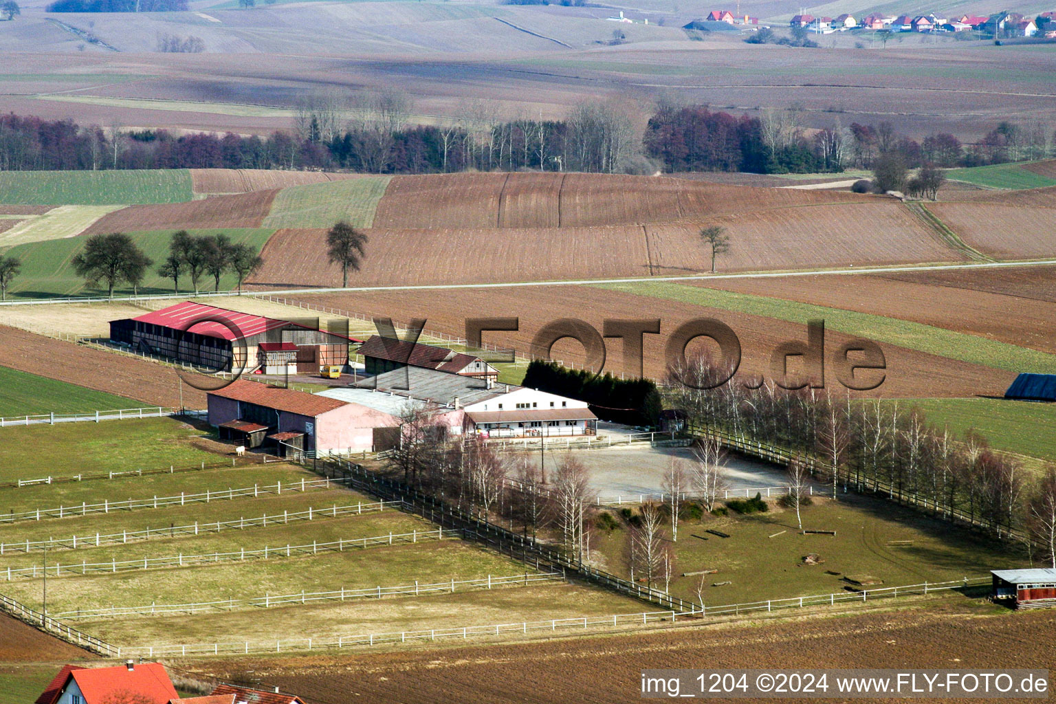 Ranch in Seebach in the state Bas-Rhin, France from above