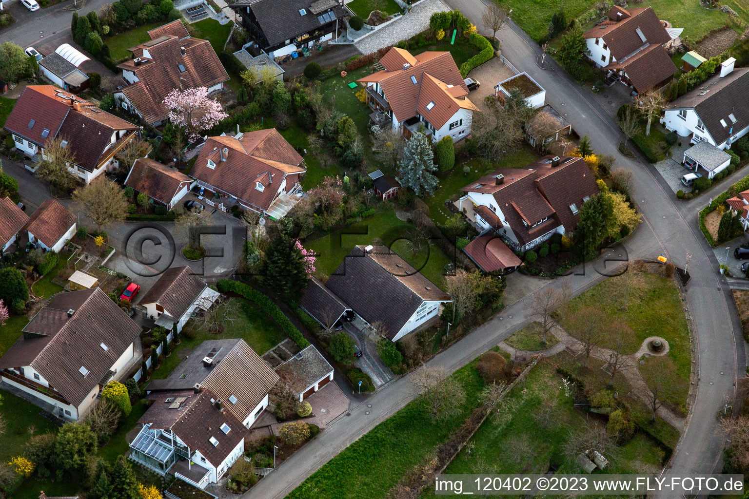 District Fessenbach in Offenburg in the state Baden-Wuerttemberg, Germany from above