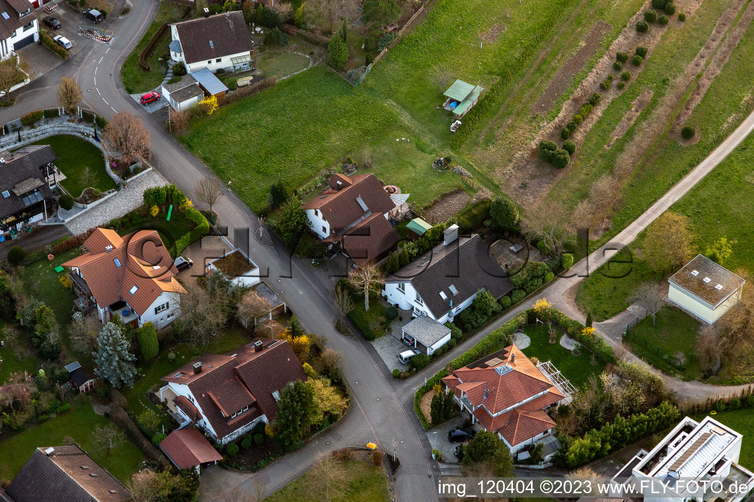 District Fessenbach in Offenburg in the state Baden-Wuerttemberg, Germany seen from above